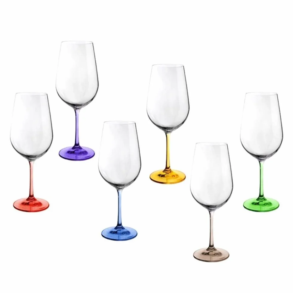 Set 6 copas vino modelo RAINBOW 25 cm. pie colores surtidos 55 cl.