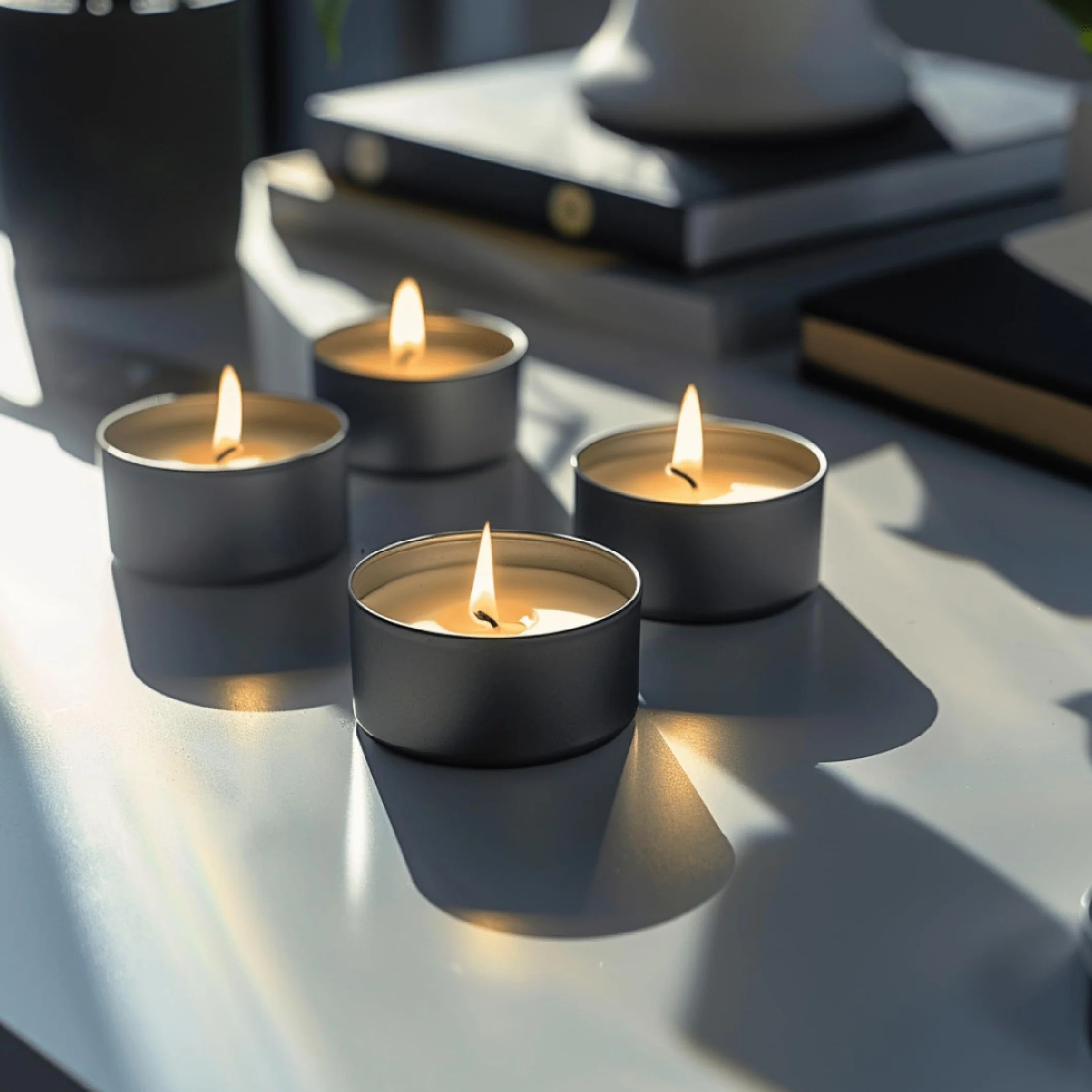 Velas de té Blancas 4 Horas 50 Unidades Sin Perfume Decorativas