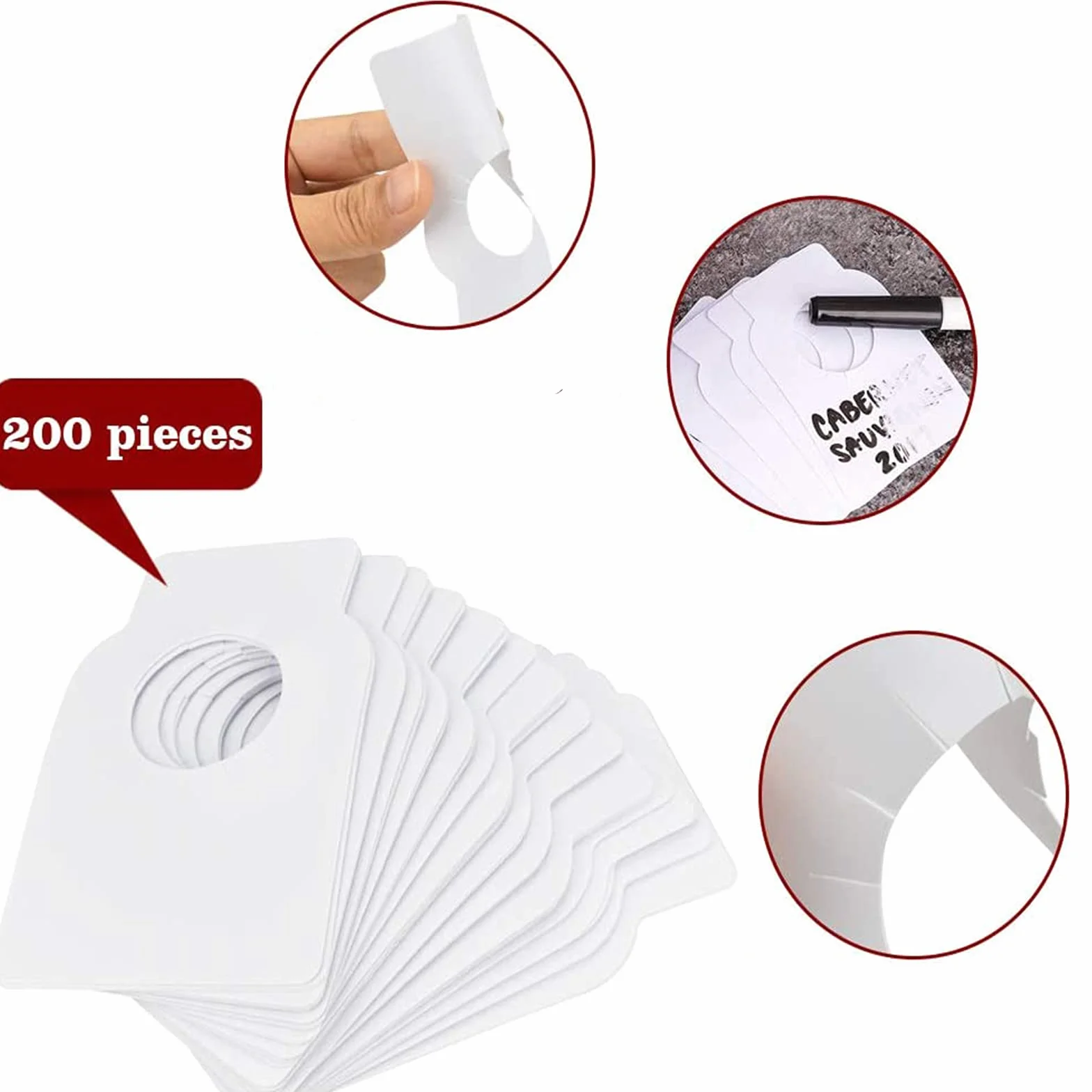 Etiquetas para Botella de Vino Blanco 200 Pcs para Bodega Hogar