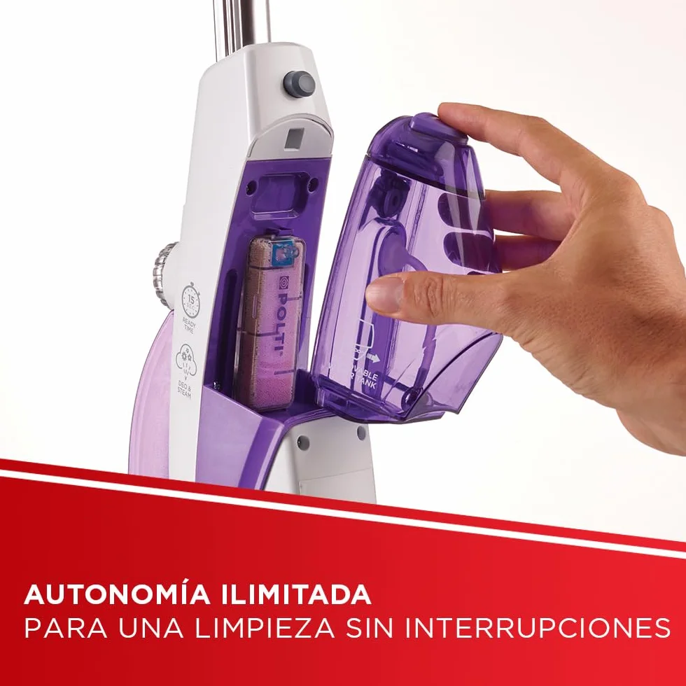Polti Vaporetto SV440 Doble Mopa a Vapor 2 en 1 1500 W Calentamiento 15 s 11 Accesorios Blanco/Morado