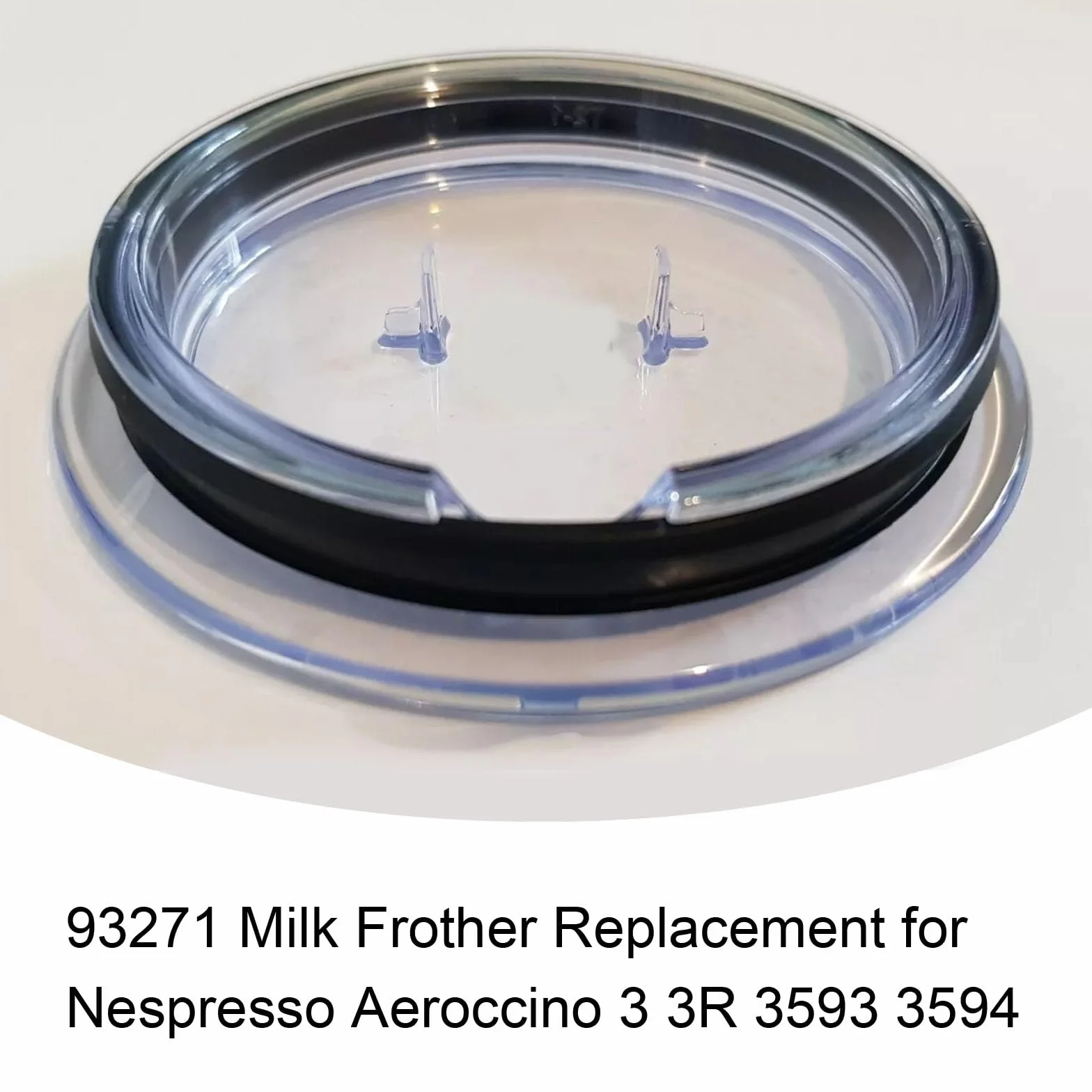 Tapa espumador de leche, piezas de repuesto para Nespresso Aeroccino 3, 3R 3R 3594 Citiz EN266 EN267 3594 piezas 93271 (transparente)