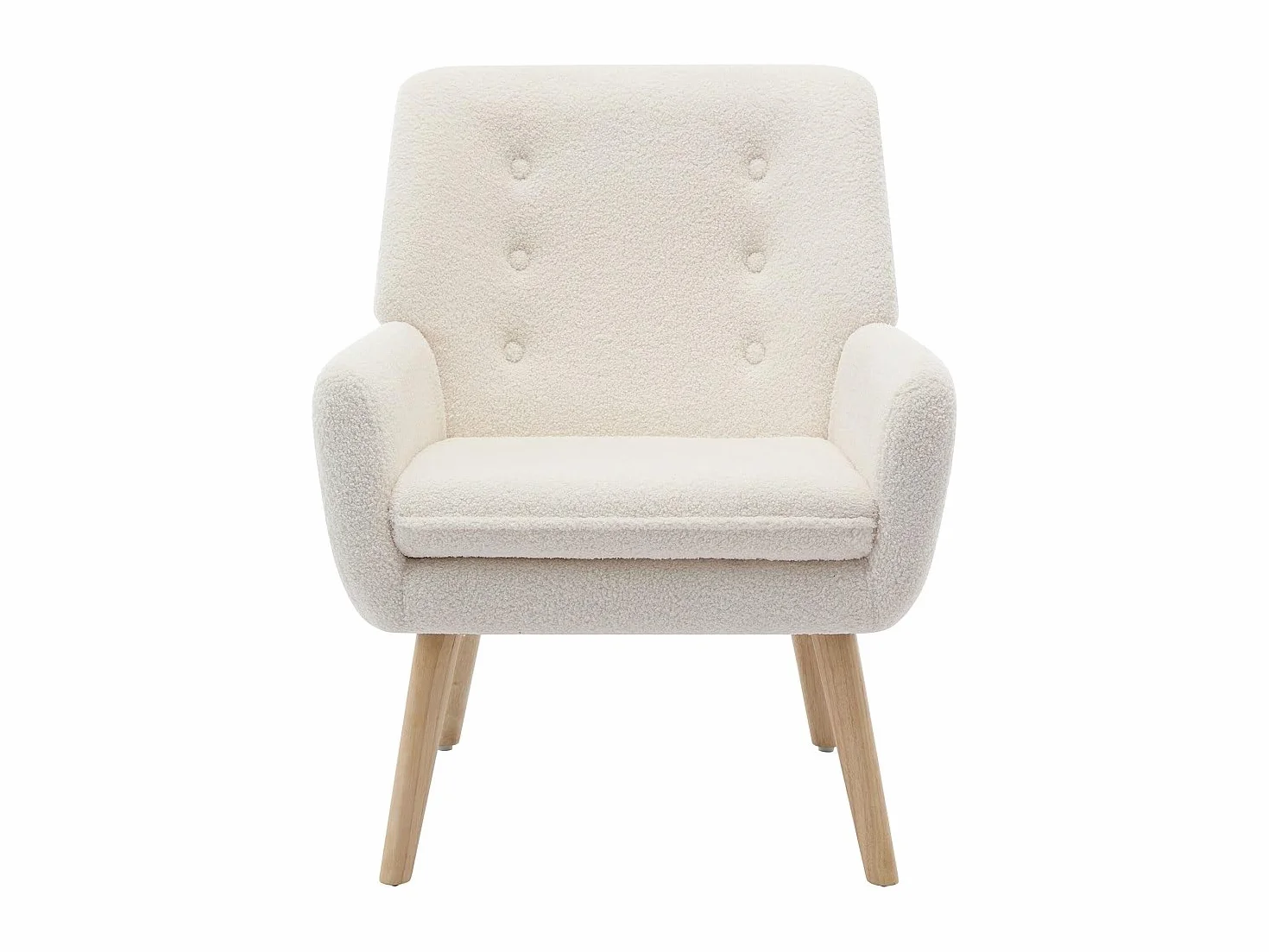 Vente-unique - Skandinavisk fÂtˆlj - Serino Vit Bouclette Fabric FÂtˆlj