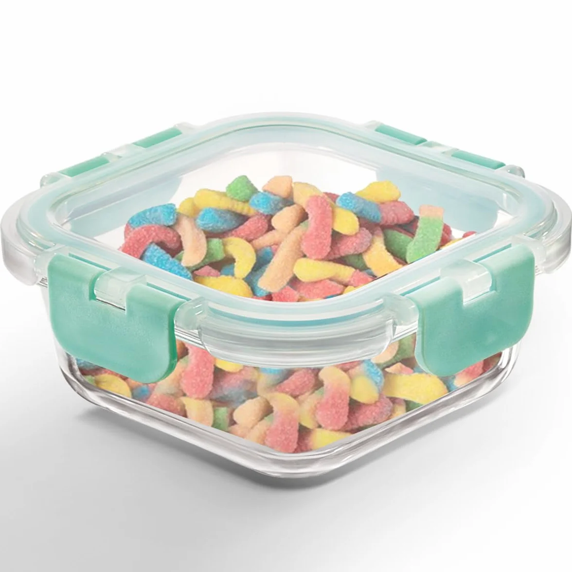 Allo Recipientes de vidrio seguros para alimentos con tapas con bloqueo sin roturas, recipientes aptos para horno y microondas, recipientes de almacenamiento de alimentos de vidrio de borosilicato