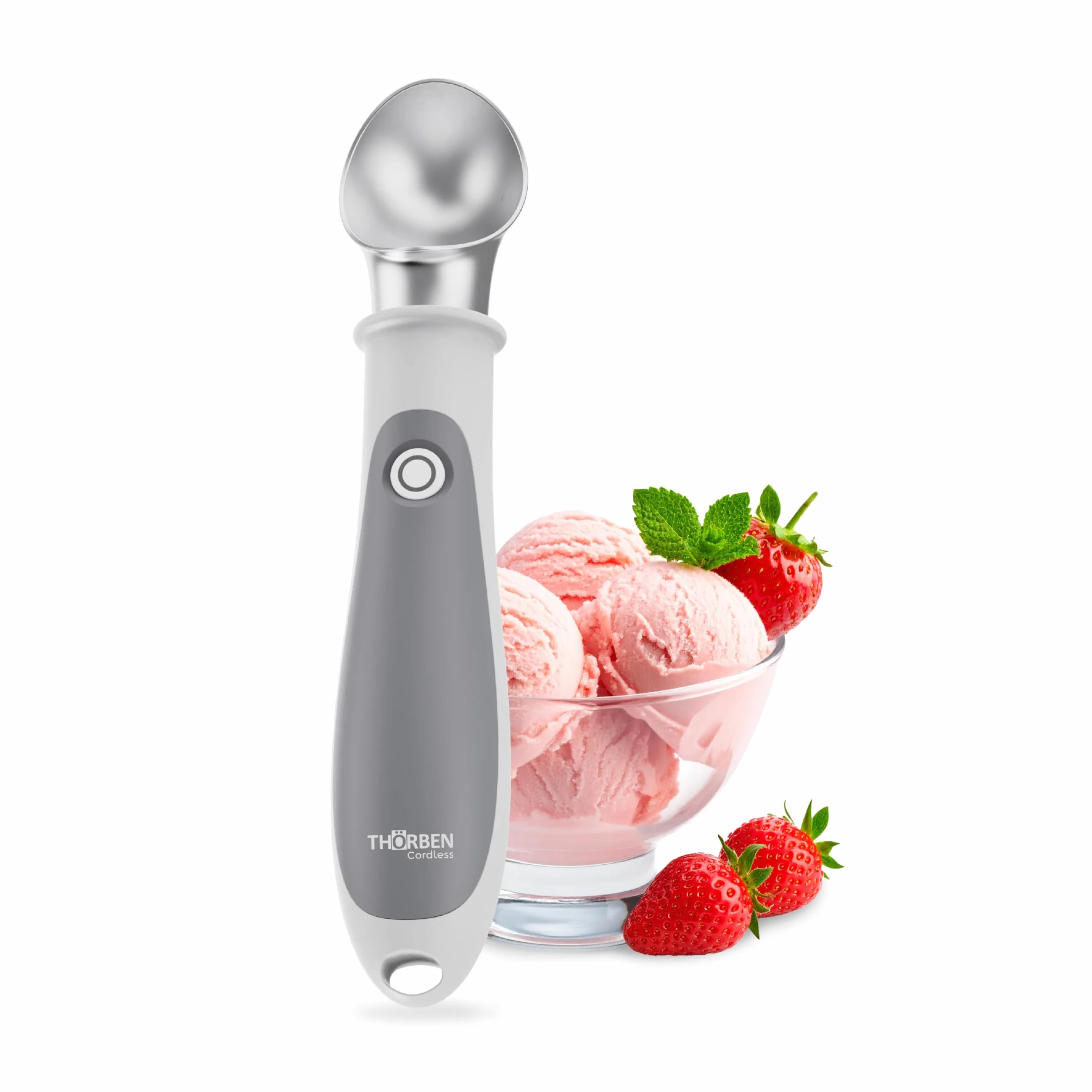 Thörben Cuchara de Helados Eléctrica Calentada USB-C, Doble Nivel de Calor 45°C y 60°C, Material Grado Alimenticio