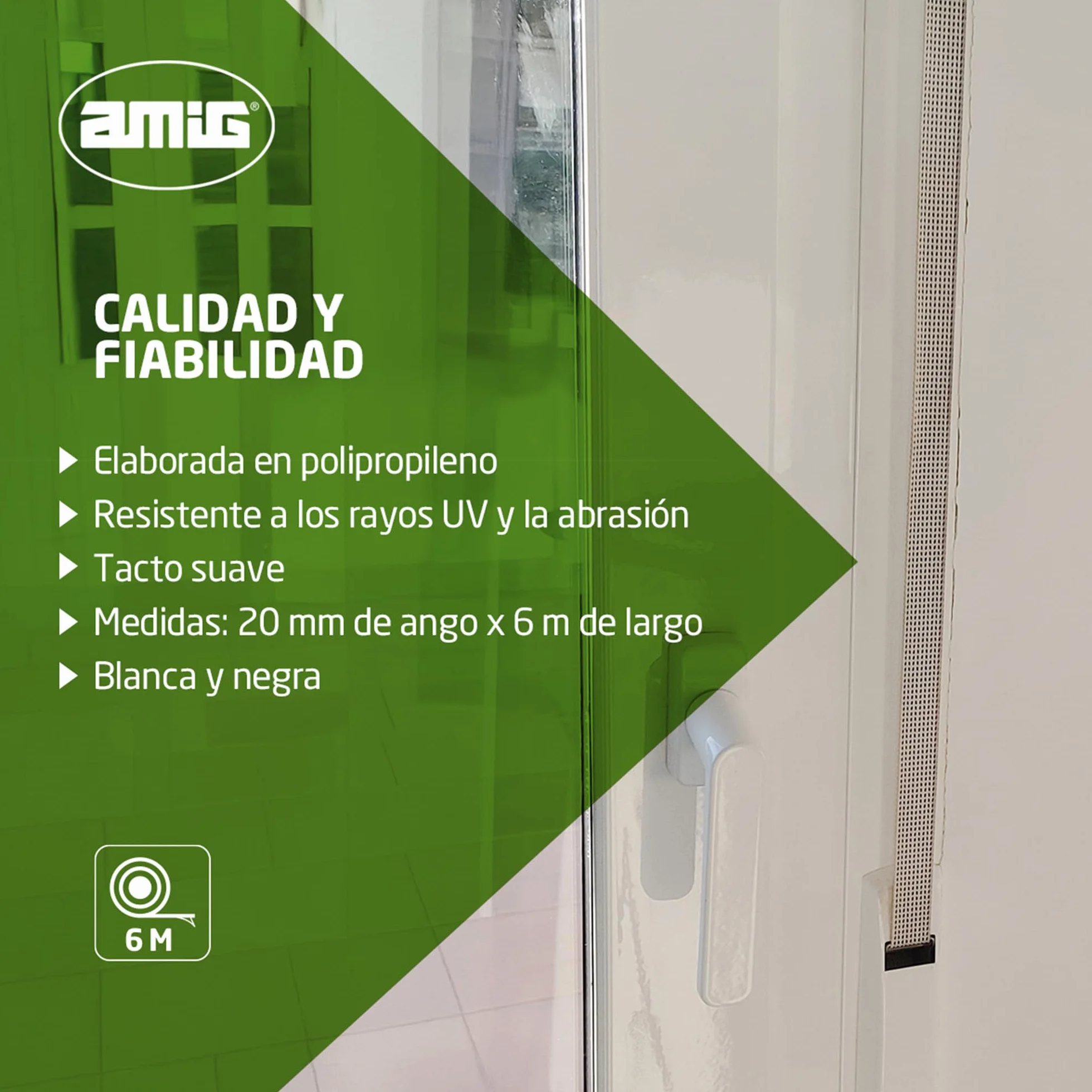 Amig Cinta Persianas Enrollables 20 mm x 6 m Resistente UV Abrasión Color Pintas Negras