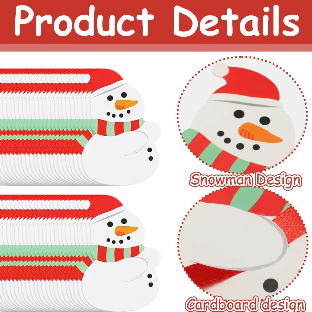 Soportes para tarjetas de navidad, Paquete de 50 tarjetas de papel para piruletas navideñas soporte para piruletas navideñas etiqueta de papel tarjeta de embalaje de muñeco de nieve