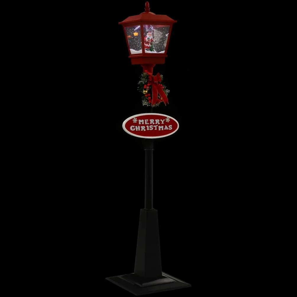 vidaXL Farola de Navidad con Papá Noel y Luces LED Decoración Festiva Estacional Adorno Diseño Distintivo Nieve Cayendo Uso Interior Exterior 180cm