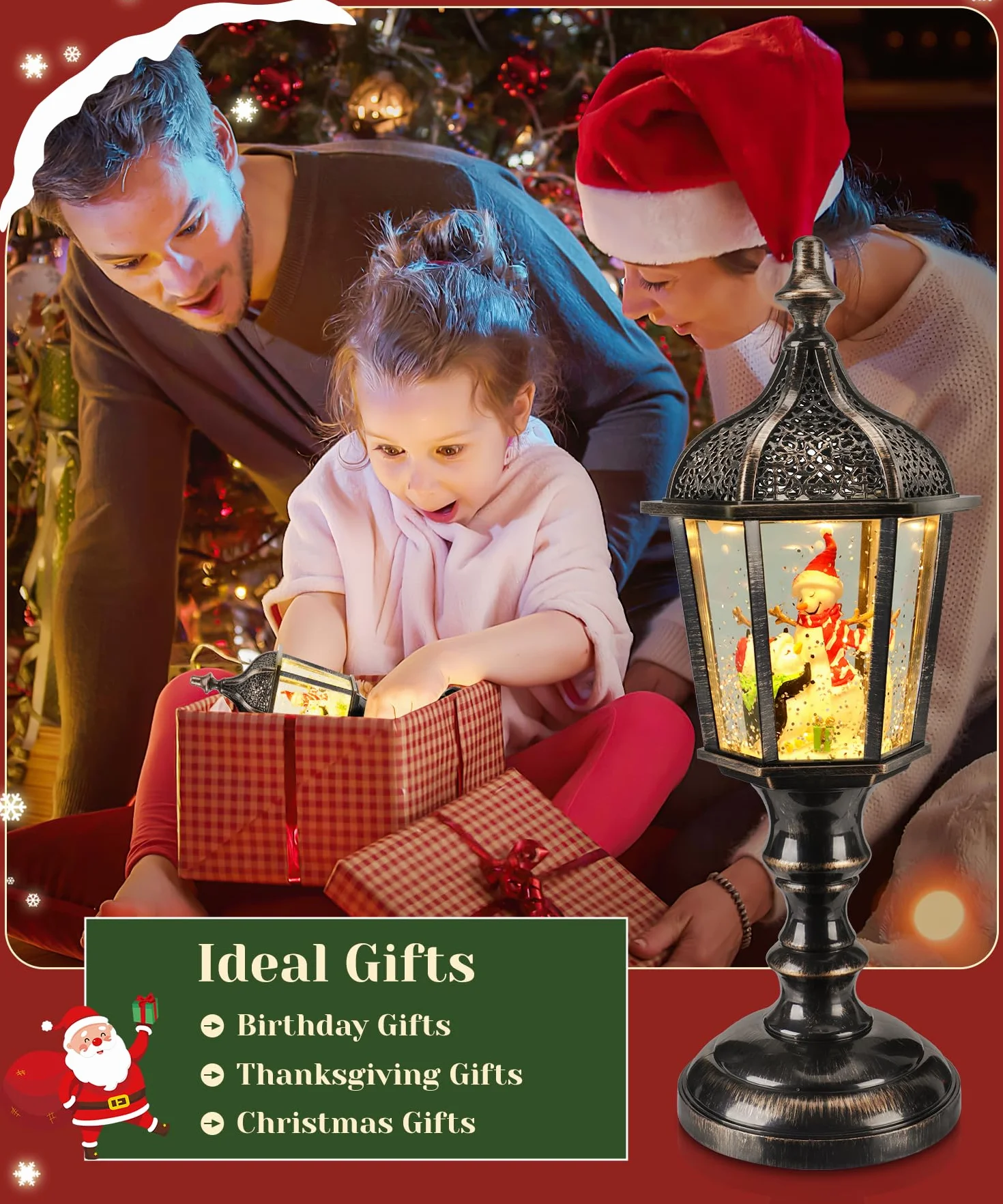 Linterna de globo de nieve LED Navidad con música Farolillo retro Decoración Regalo