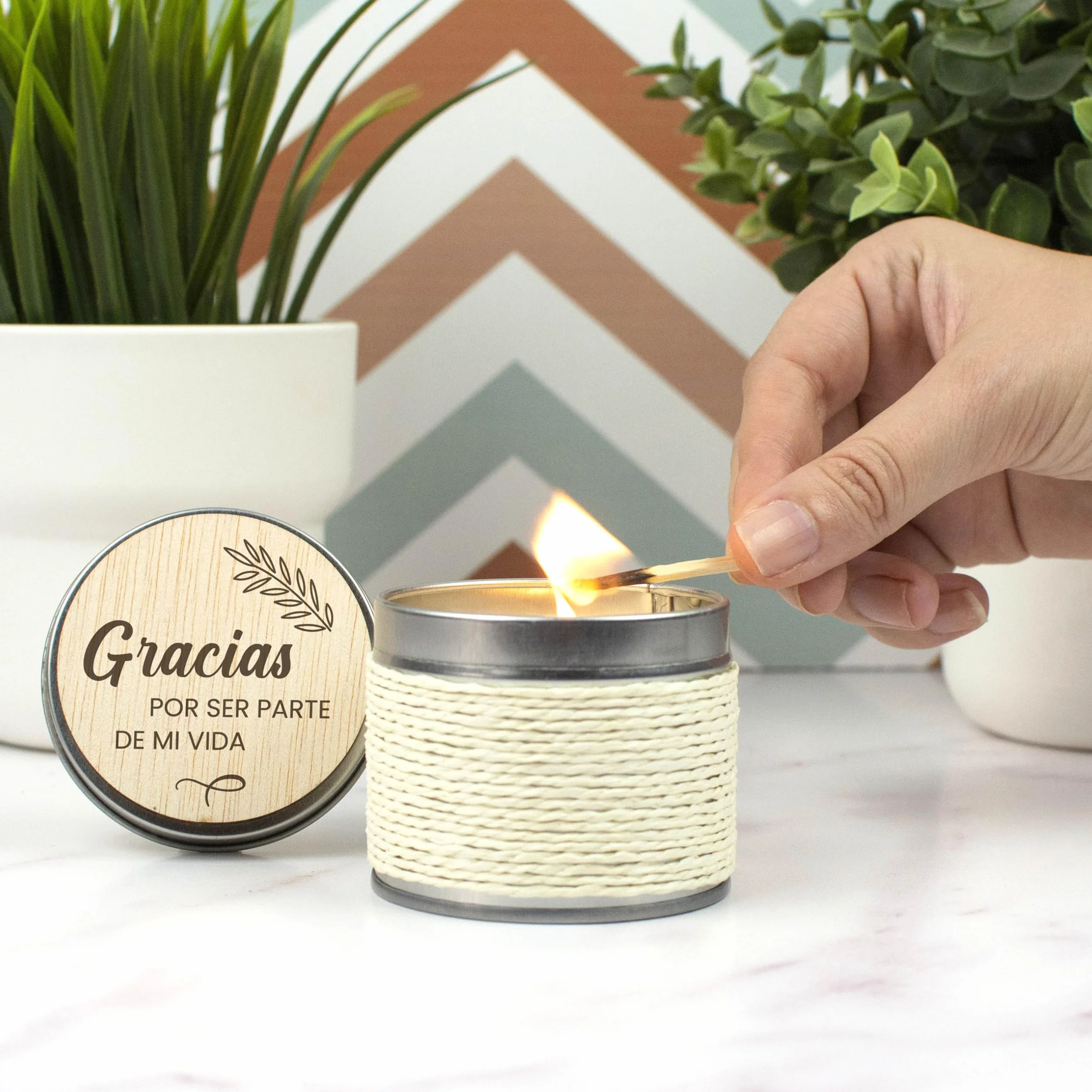 CONTRAXT Vela tarjeta Madera Regalo original Agradecimiento