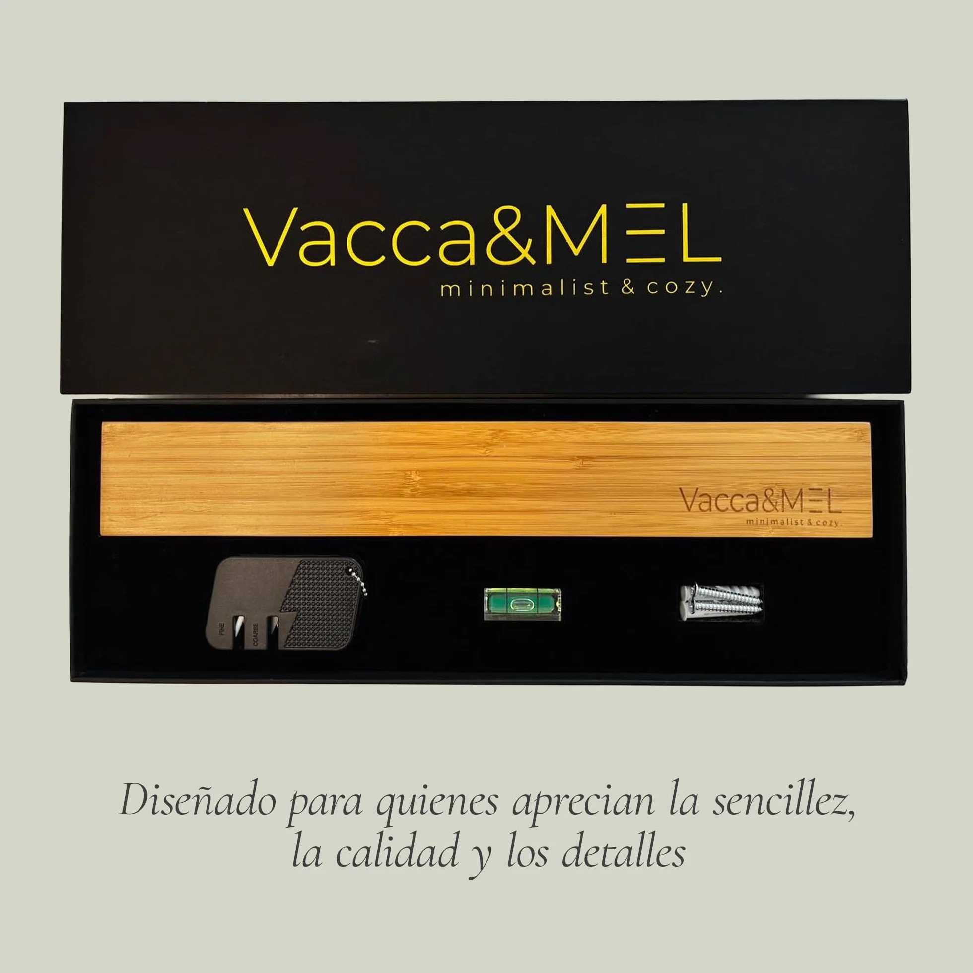 Barra Magnética Cuchillos Pared 40 cm Imán de Cocina Bambú Natural Extra Fuerte Porta Cuchillos Adhesivo Tornillos Organizador con Afilador