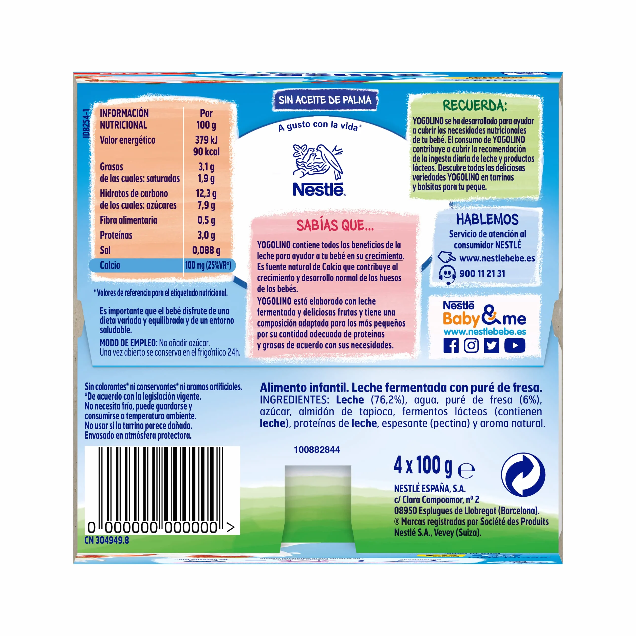 NESTLÉ YOGOLINO FRESA Pack de 6 4x100g a partir de los 8 meses