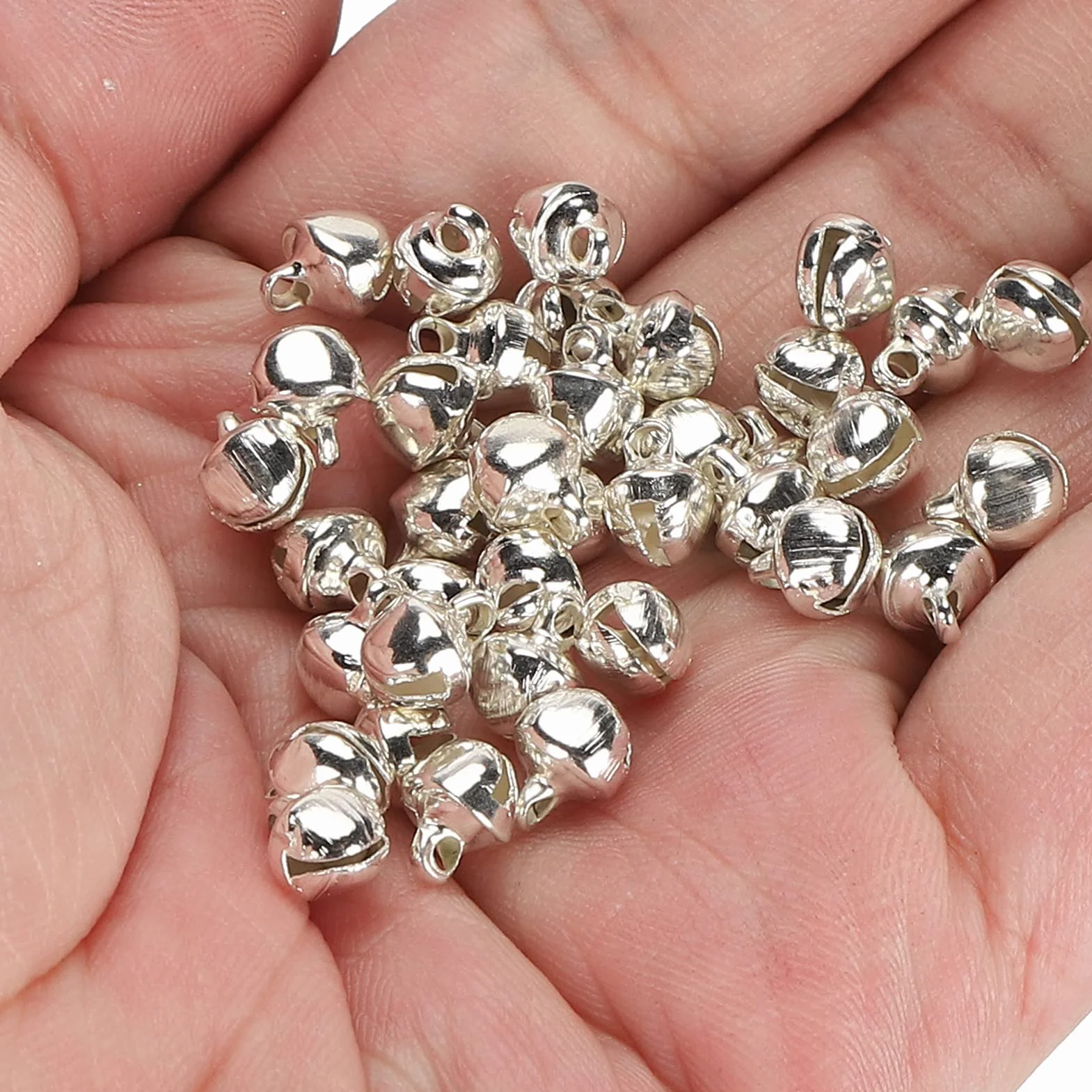 Cascabeles Pequeños de Hierro Plateado 300 Piezas para Pulsera, Collar, Llavero, Decoración Navideña