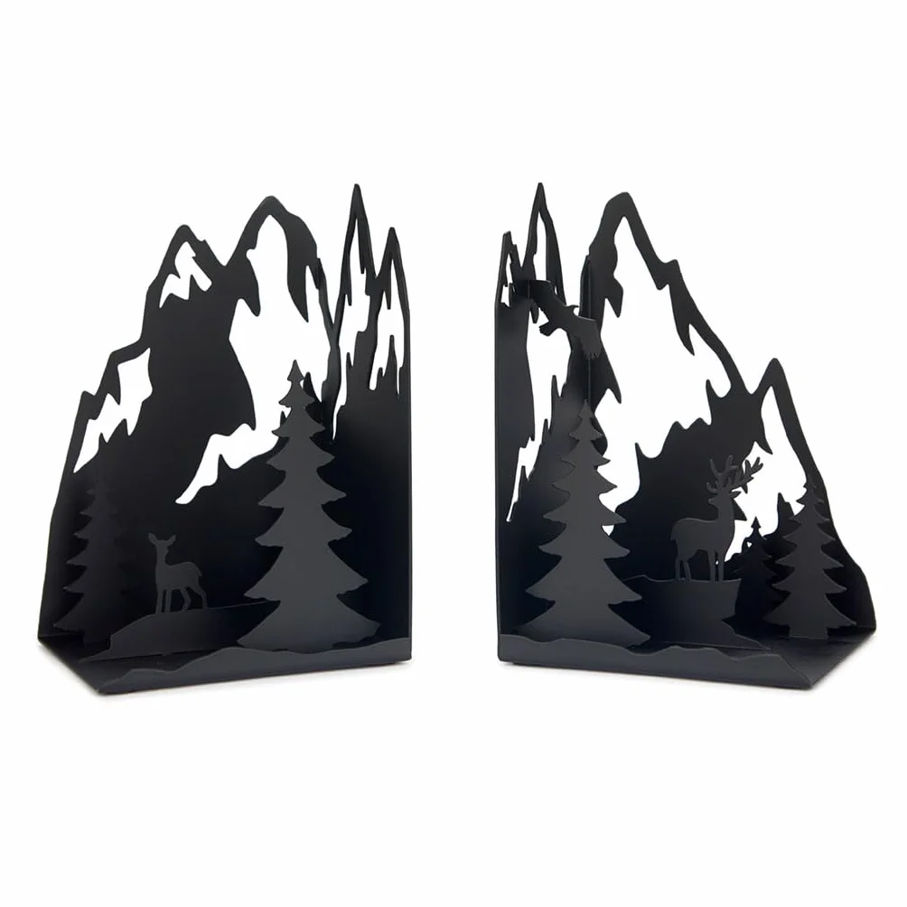 Balvi Sujetalibros Mountains Color Negro Representa un Paisaje de montaña Metal