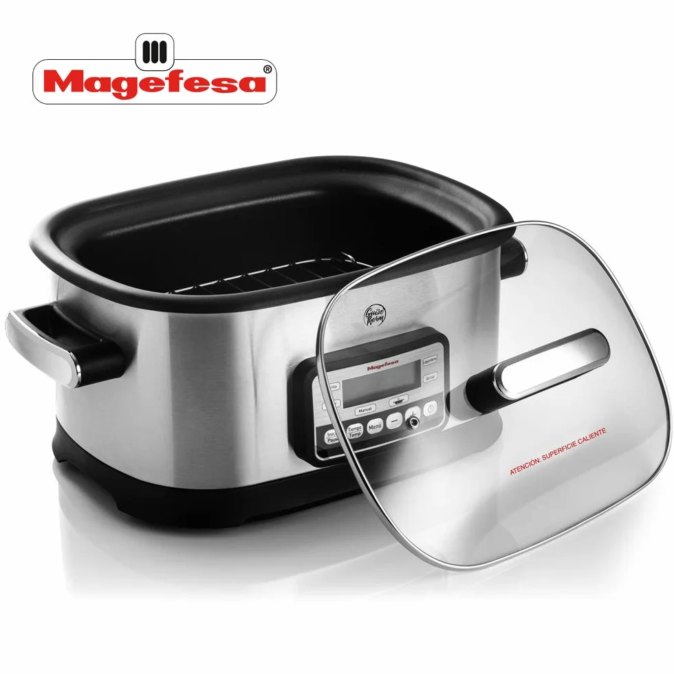 Magefesa Guisotherm - Olla Eléctrica de Cocción Lenta Multifunción 6L, 1200W, Funciones Freír, Vaporara, Grill, Recipiente Extraíble Antiadherente