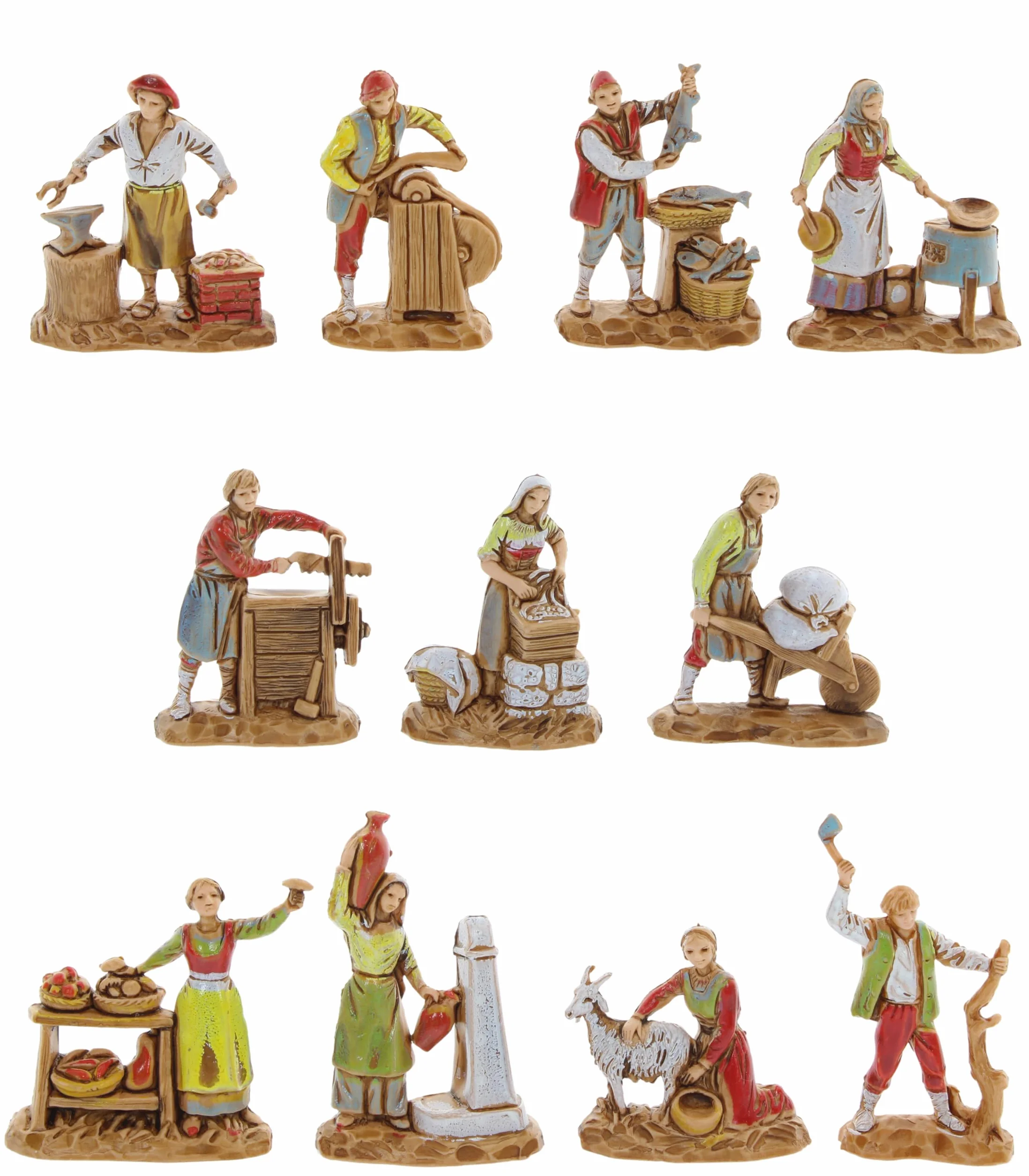 Moranduzzo Set de 11 Oficios Apto para Belén de 3,5 cm Escala 1:50 Figuras Indestructibles Siglo XVIII