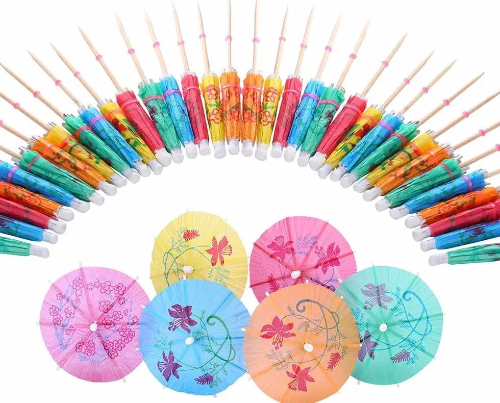 Cocktail Accessories Colorful Paper Umbrella Pack 100 uds. con palillo de madera