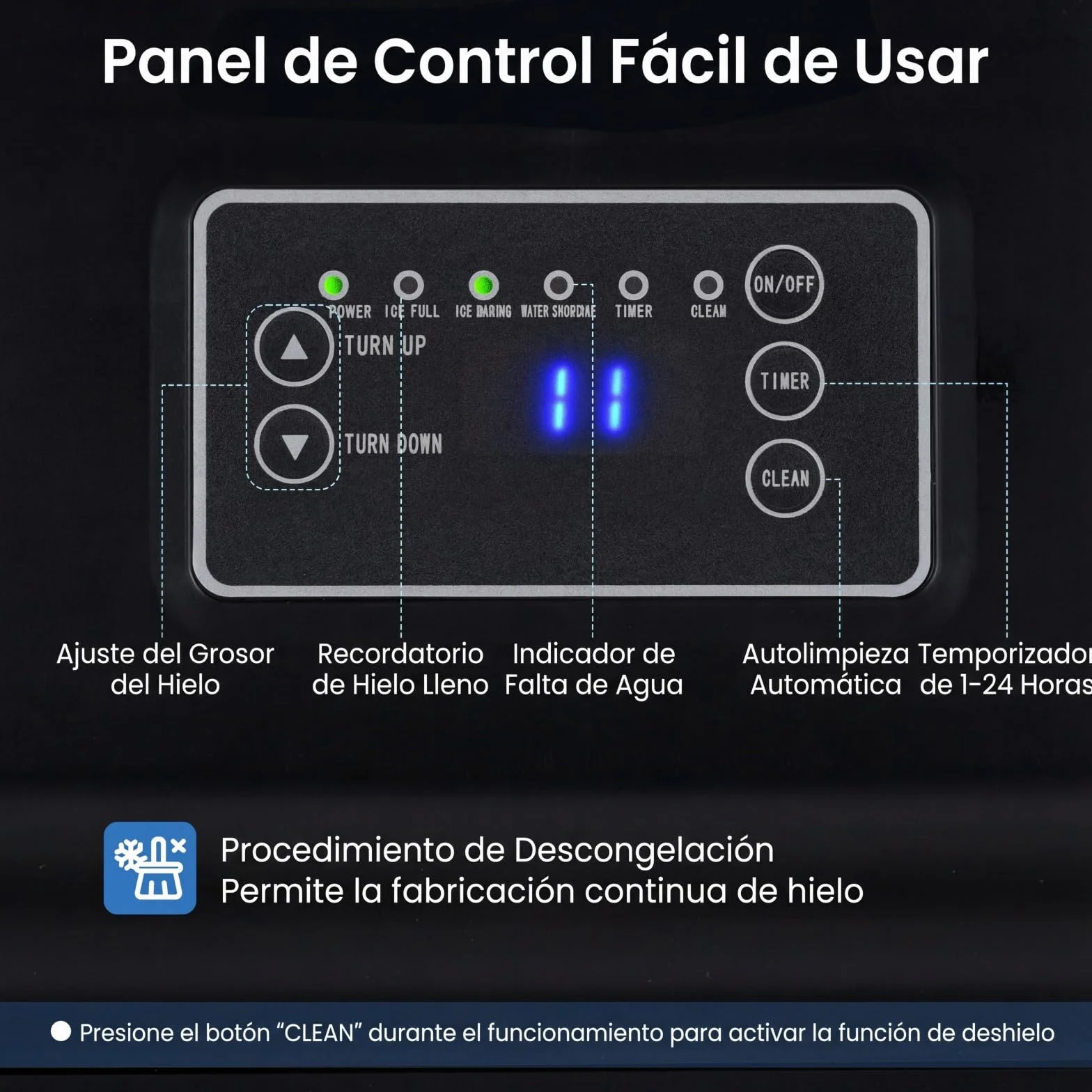COSTWAY Maquina de Hielo Comercial, 25-30 kg/24H, 24 Cubos en 15-17 Minutos, Maquina de Hacer Hielo, Ice Maker de Acero Inoxidable con Autolimpieza, 34,4 x 35,6 x 62,3 cm