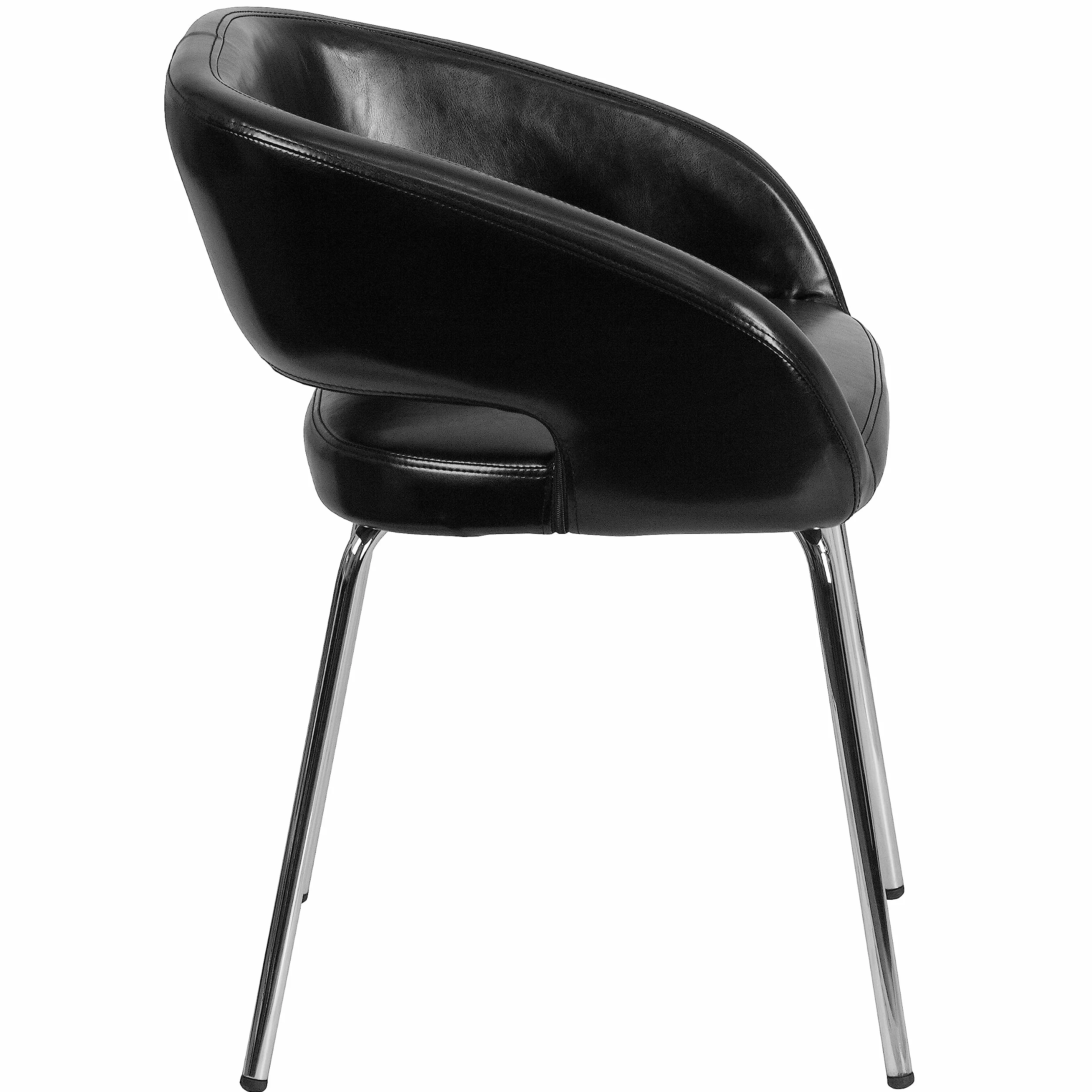 Flash Furniture Silla de recepción Lateral contemporánea de la Serie Fusion, Piel Negra Suave