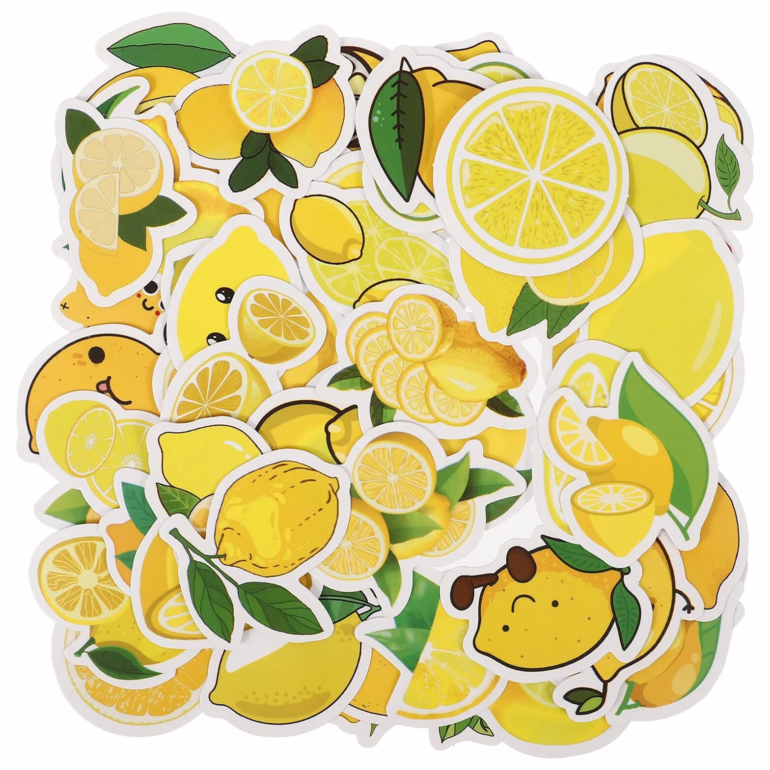Pegatinas de Limón Decorativas 50 Unidades para Niños Adhesivas Color Amarillo Dibujo Animado Bricolaje Habitación Colegio Fiesta Verano