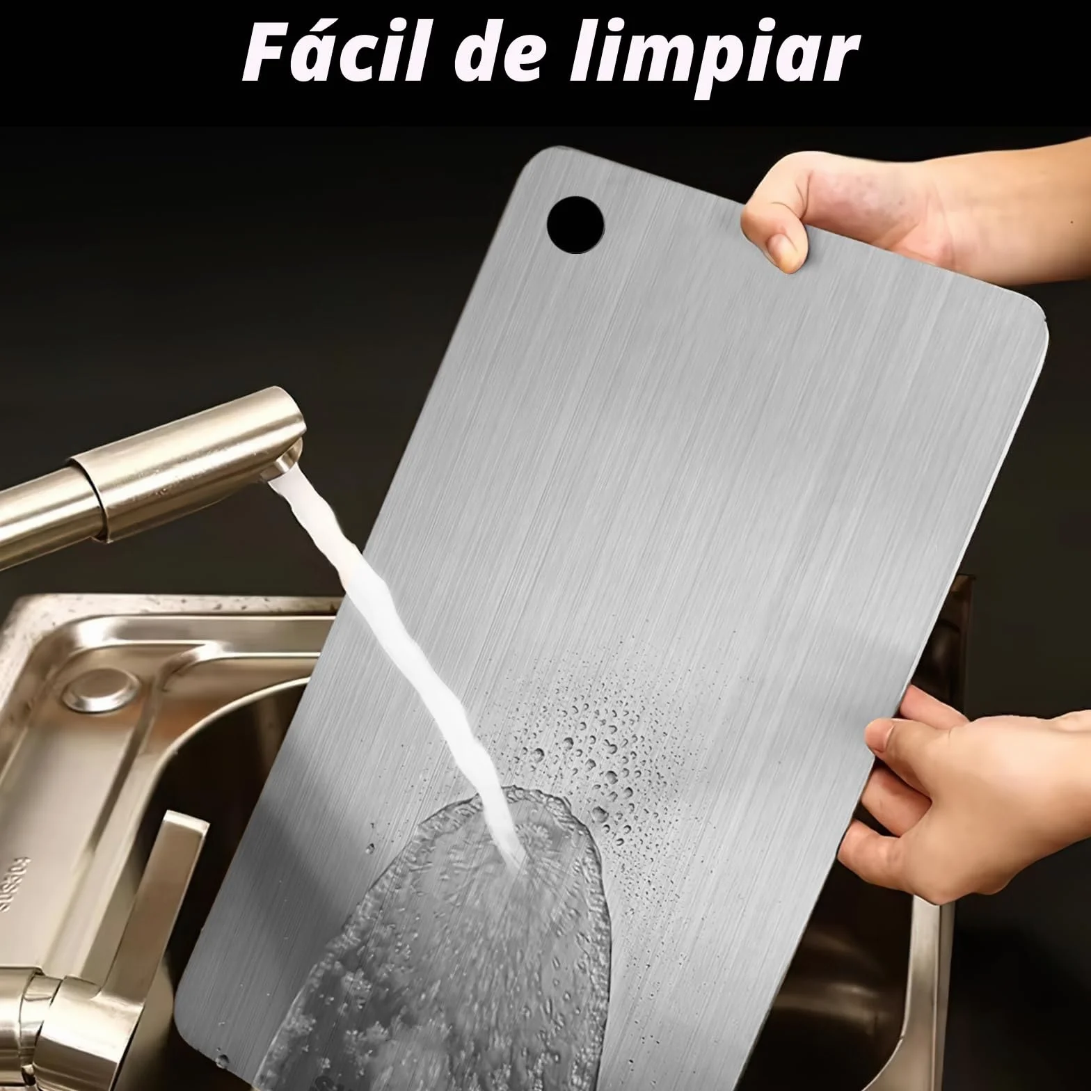 Pavlleen Tabla de Cortar Titanio Acero Inoxidable para Cocina Apta Lavavajillas 30x20cm