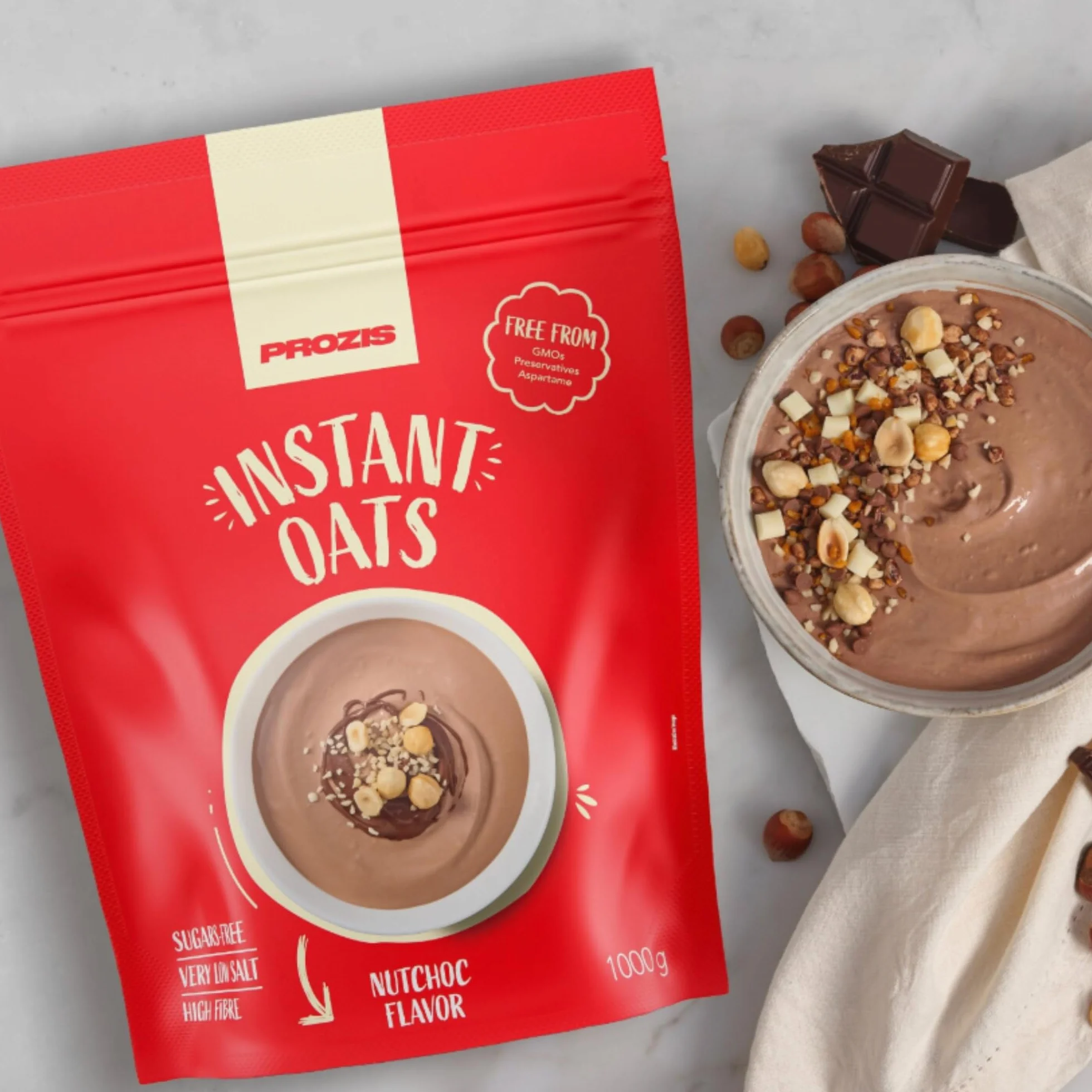 Prozis Harina de Avena Instantánea 1kg Sabor Nutchoc