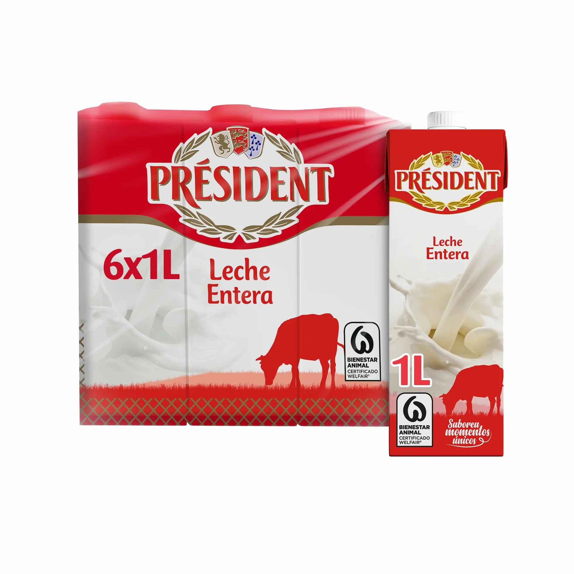 Président Leche Entera Natural de Galicia Pack 6 x 1 L