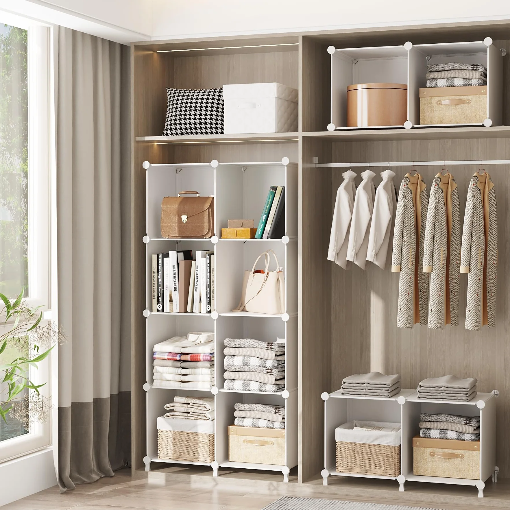 AWTATOS Estantería Modular de Plástico 16 Cubos Organizador de Almacenamiento Apilable