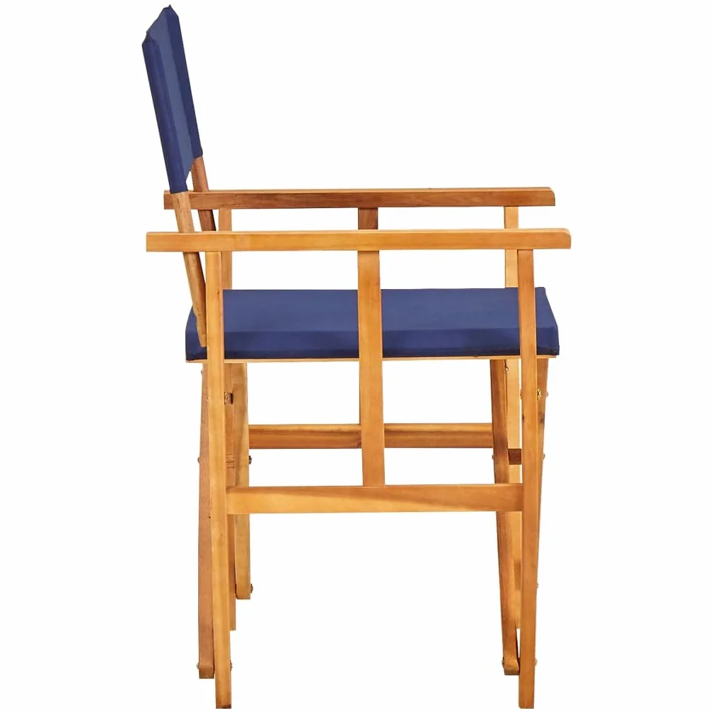 vidaXL 2X Sillas Director Mobiliario Decoración Duraderas Robustas Resistentes Prácticas Funcionales Elegantes Modernas Azul Madera Maciza de Acacia