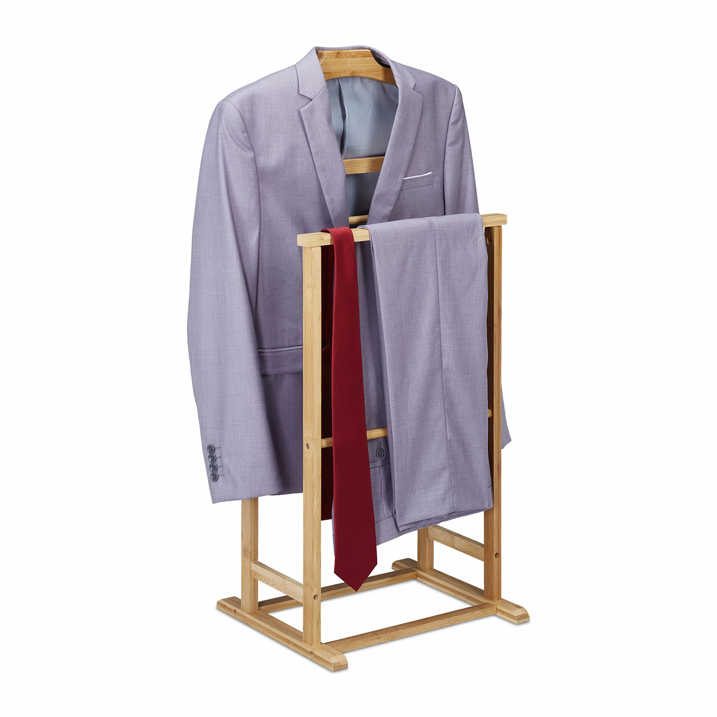Relaxdays Galán de Noche, Colgador de Ropa Bambú, Dama y Varón, Perchero Burro Dormitorio, 98,5 x 47 x 36 cm, Natural
