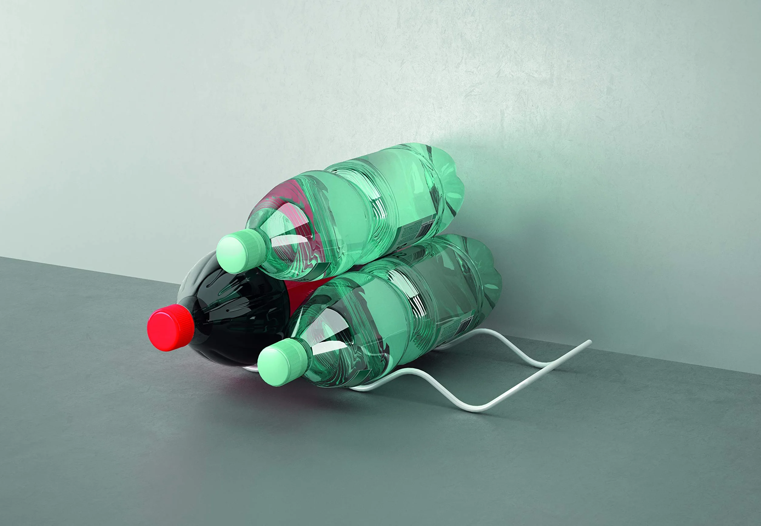 Metaltex - Botellero apilable, 6 Unidades, Blanco, 14 x 31 x 3 cm