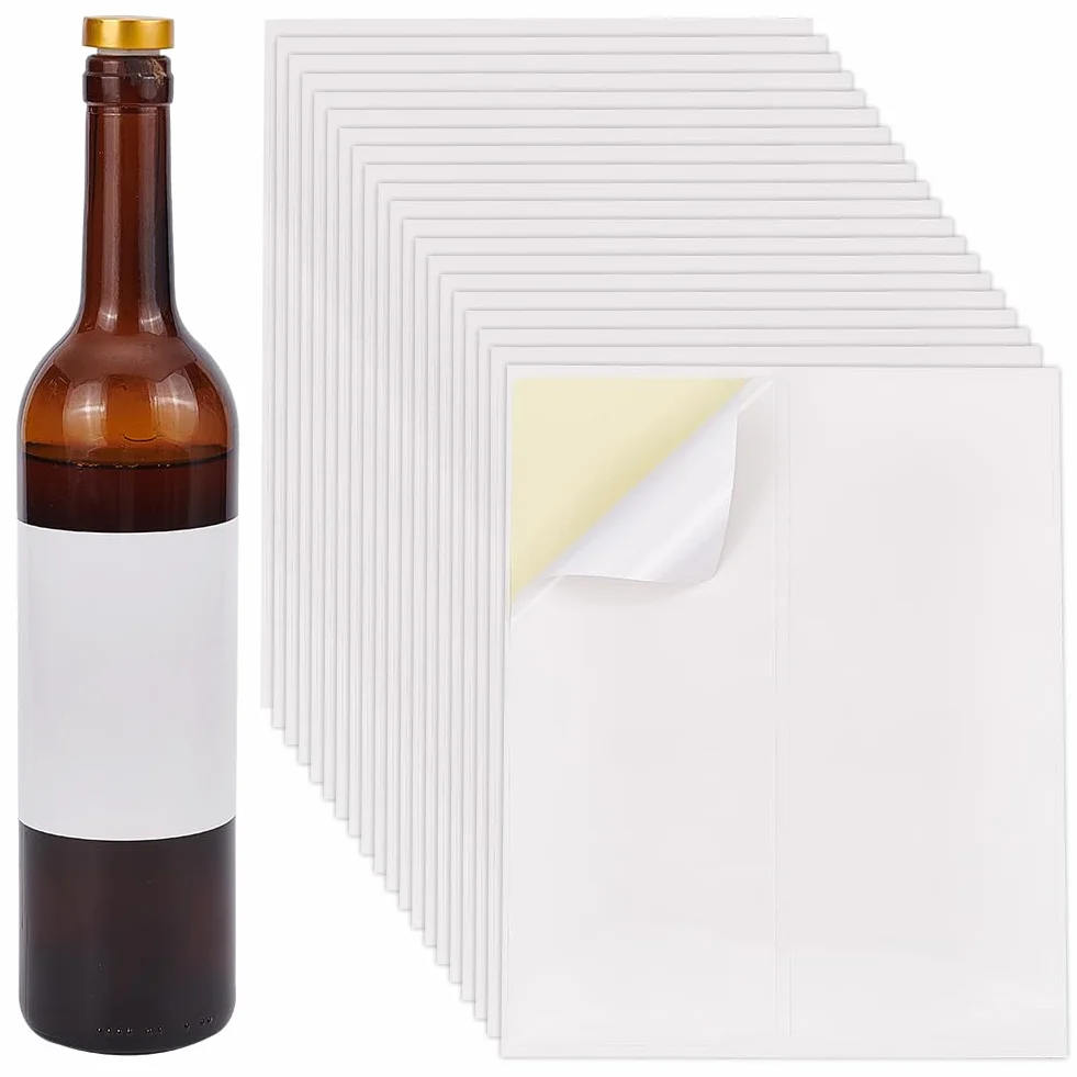 PH PandaHall 80 piezas etiquetas adhesivas para botellas de vino 9,9x12,4 cm blancas