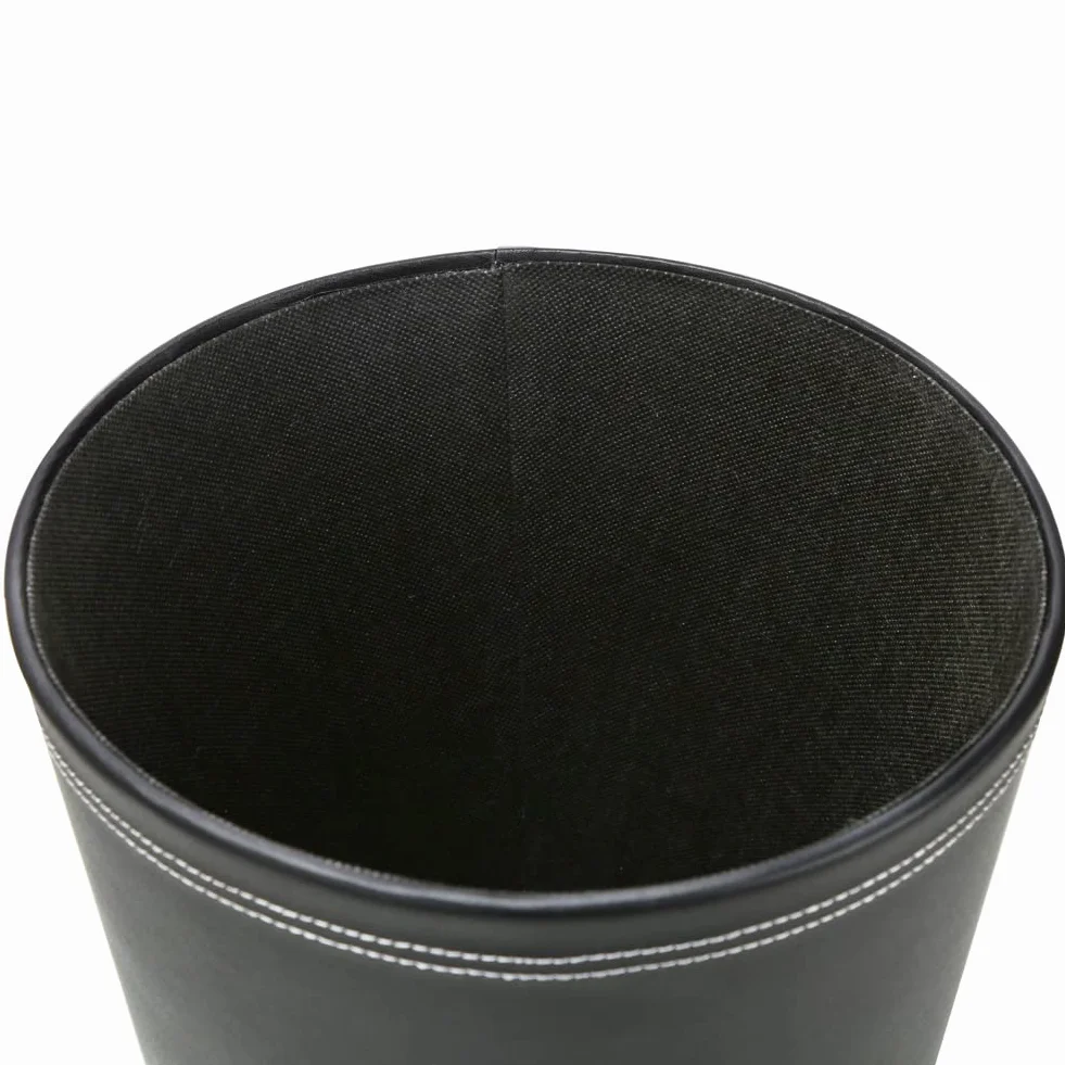 KINGFOM Papelera de Piel Redondo Negro