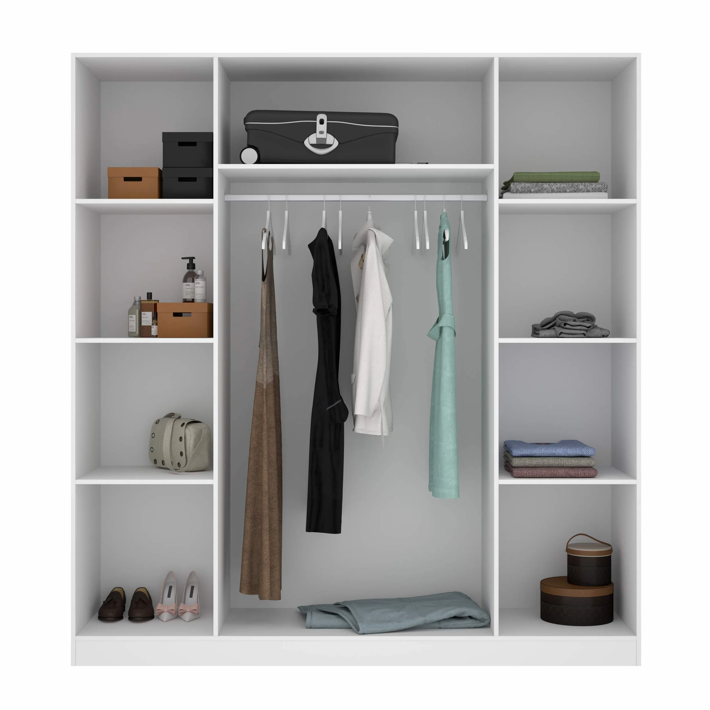 Mobelcenter - Armario 4 Puertas Maxi - Armario Matrimonio 215 cm de Altura - Color Blanco - Ancho: 200 cm x Fondo: 52 cm x Alto: 215 cm - (1202)