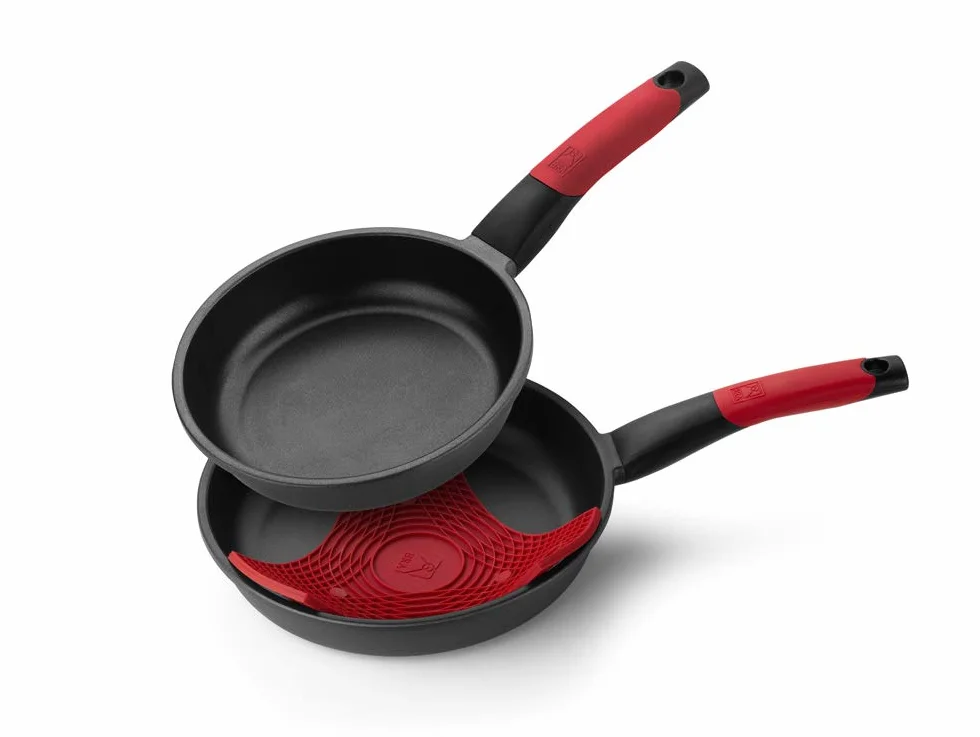 BRA Premiere Set de Sartenes Aluminio Fundido 20 y 24 cm Antiadherente Apto para Inducción Rojo