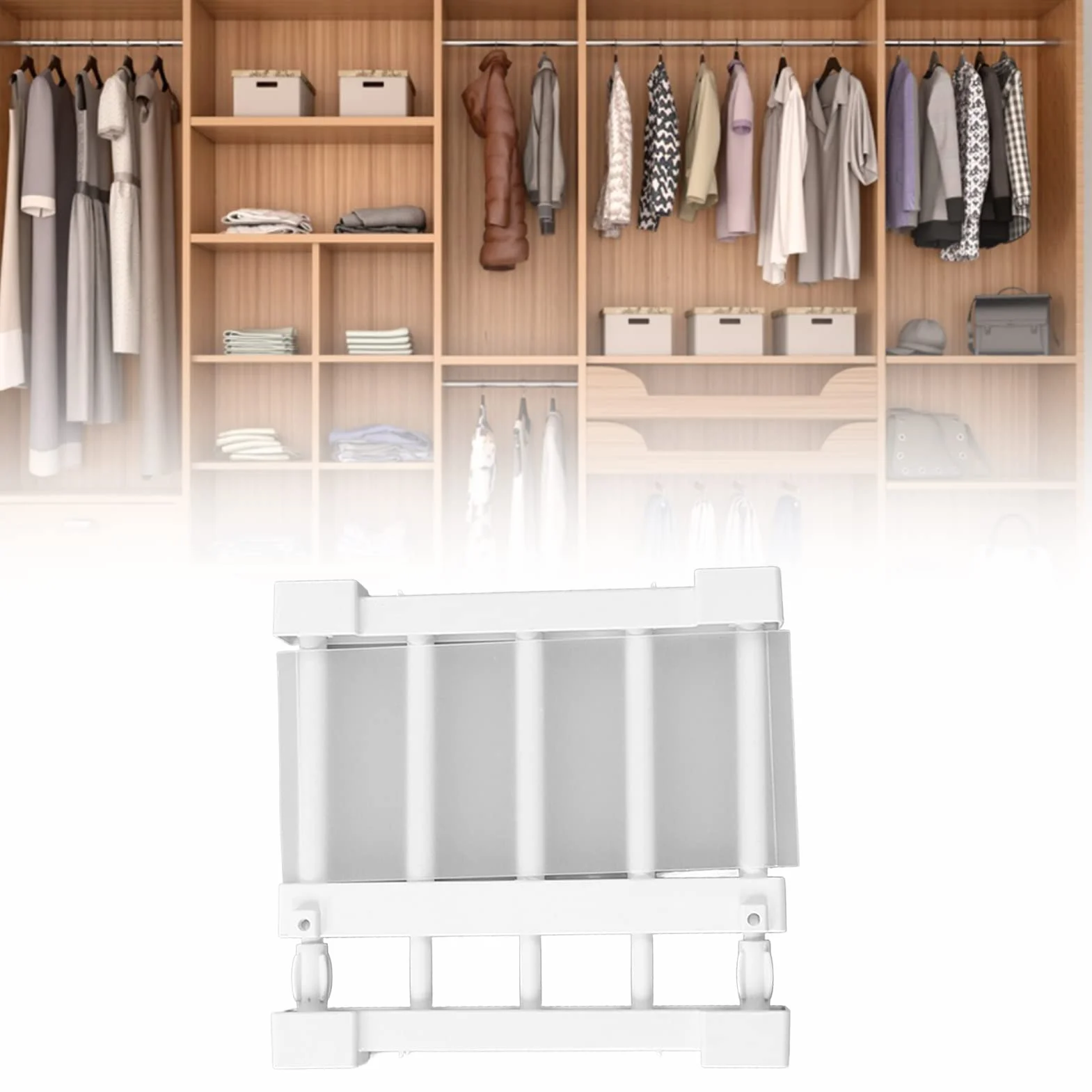 Acuto Estante Ajustable para Armario Sin Clavos, Organizador Extensible Multifuncional de Tensión Ajustable 23-30 cm