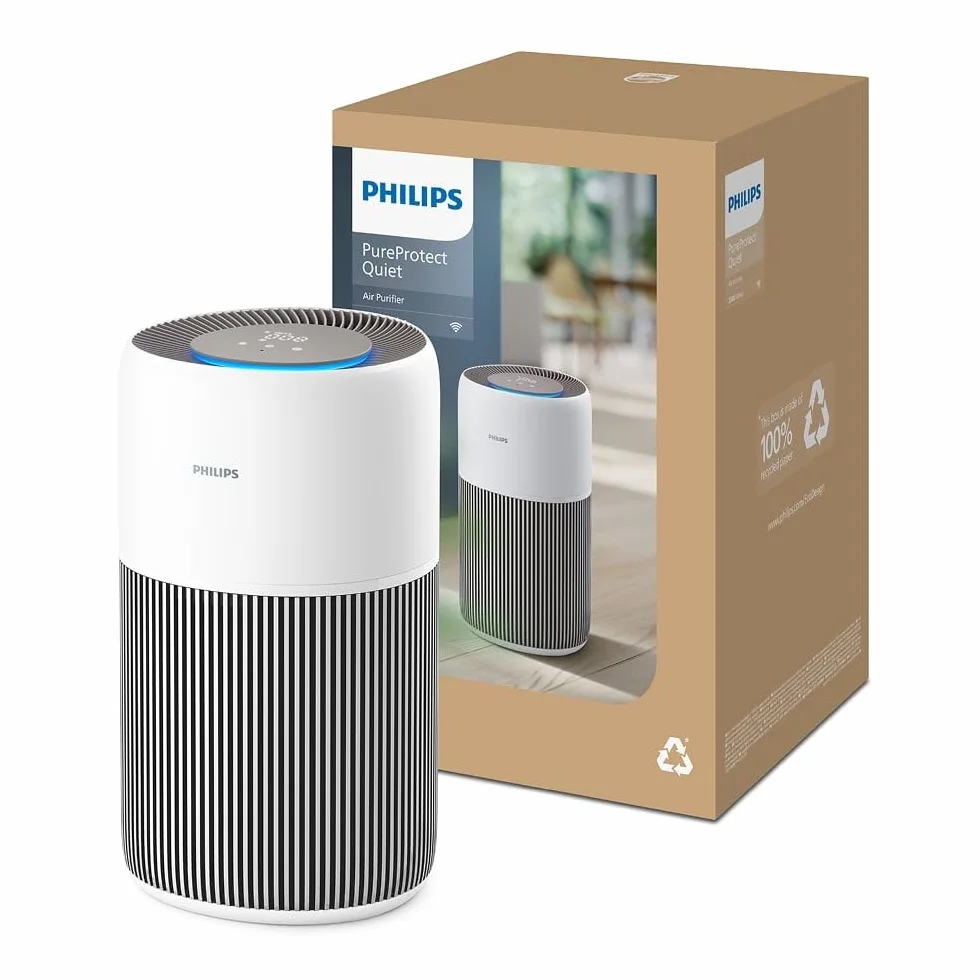 Philips Purificador de aire Serie 2200, HEPA NanoProtect + Filtro de carbón activo, CADR 400m³/h para 104m², Personas alérgicas, Ultra silencioso, Filtro inteligente y duradero (AC2210/10)