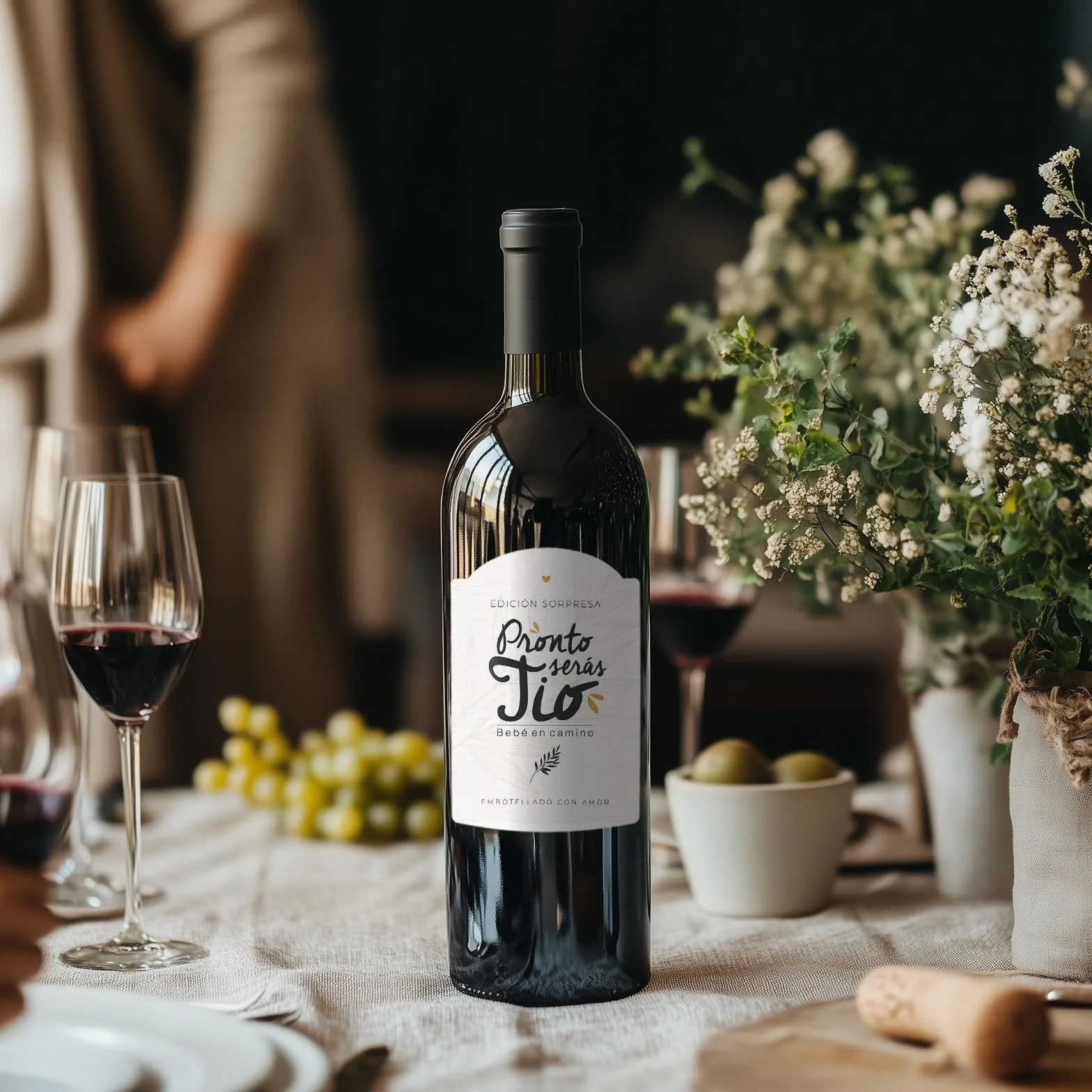 Manahia Etiqueta de Vino Tío Vas a ser tío bebé en camino Idea Regalo Original Emotivo Anuncio Embarazo Hermano Cuñado Sorpresa creativa anunciar Nacimiento Futuro Tito