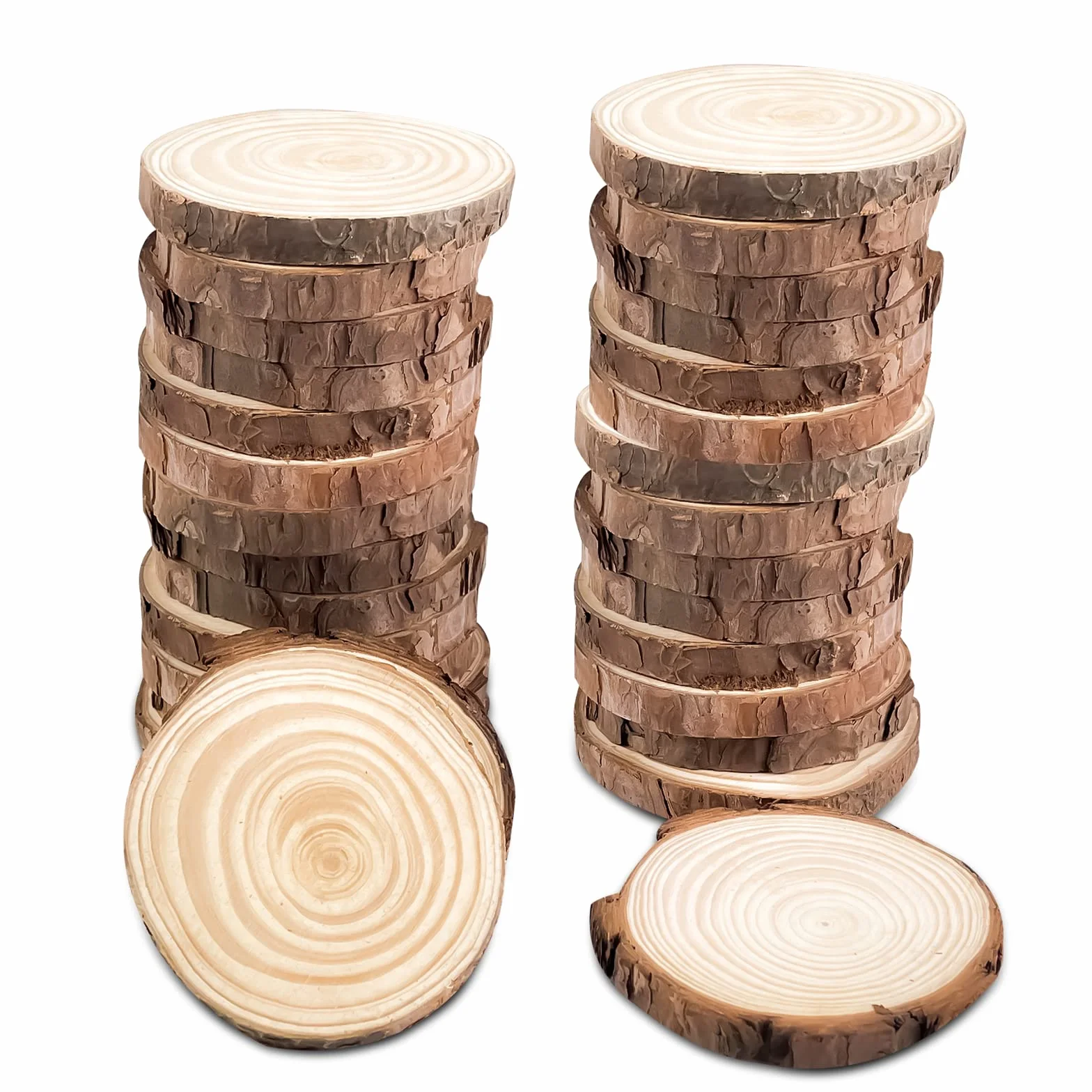 Relota 18 Piezas Rodajas de Madera Círculos Diámetro 7-10cm, Discos de Madera Natural sin Terminar para Manualidades