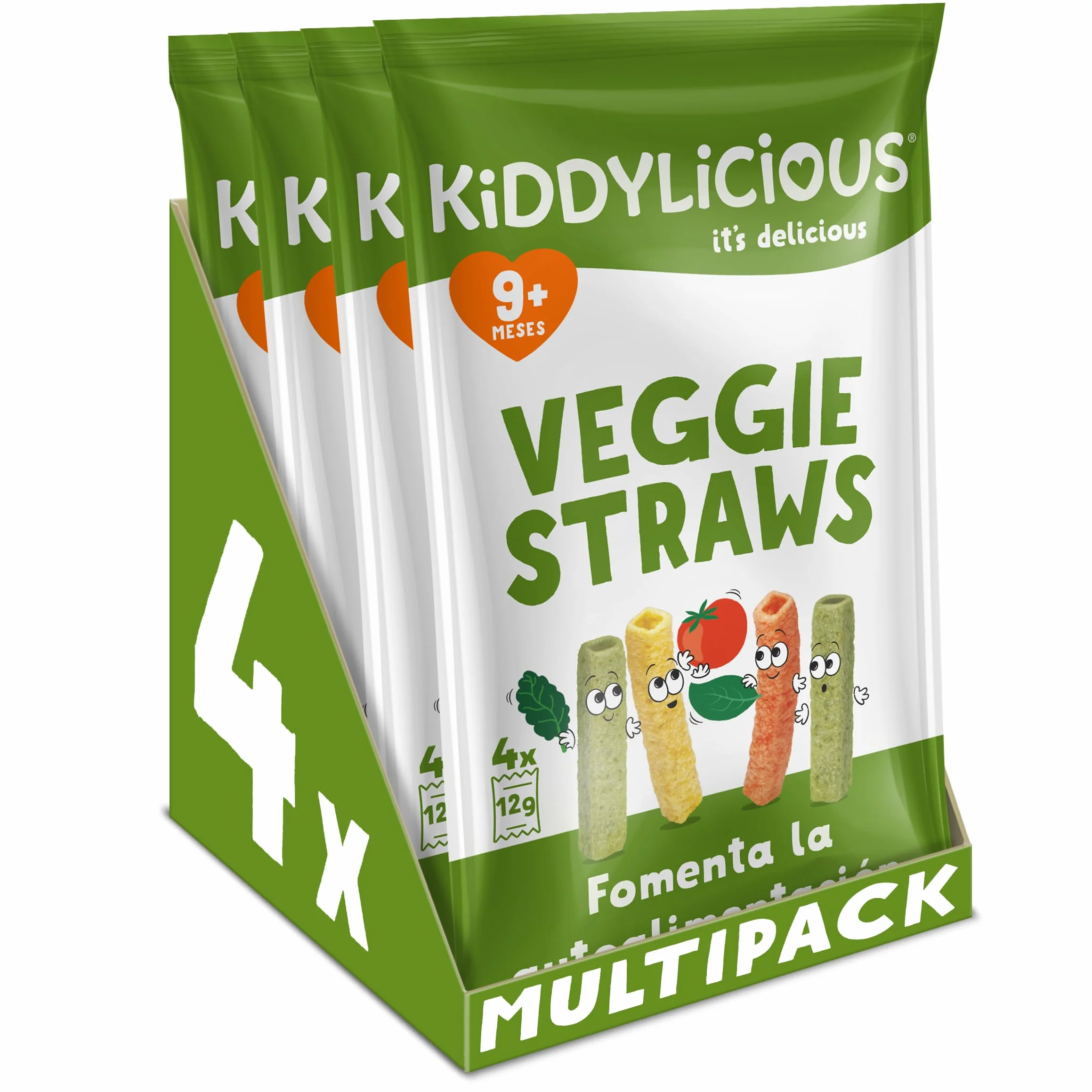Kiddylicious Veggie Straws Snacks para Bebés 9 Meses 4 Paquetes 48g 192g