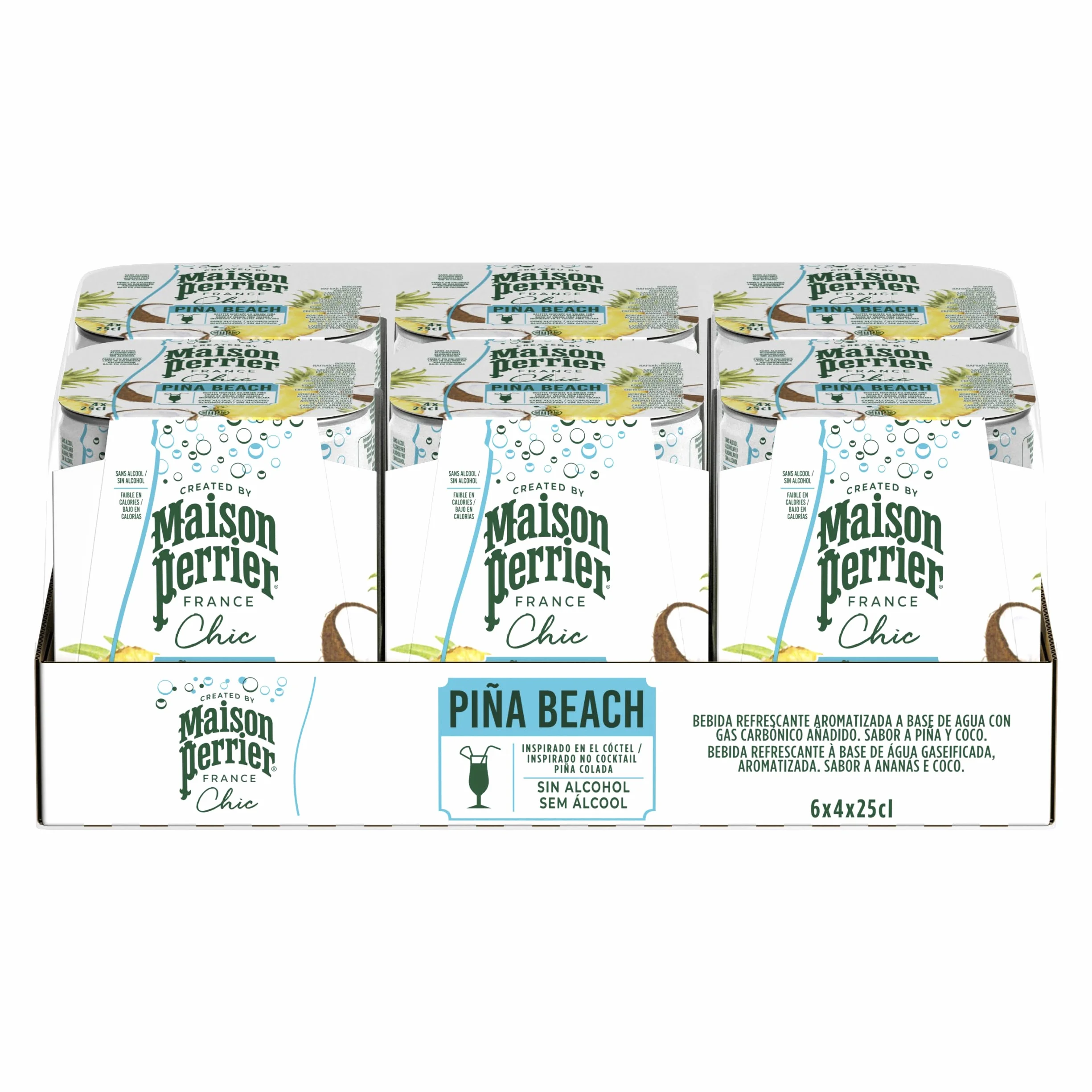 MAISON PERRIER CHIC Piña Beach cóctel sin alcohol 6 packs 4 x 25cl 24 Latas