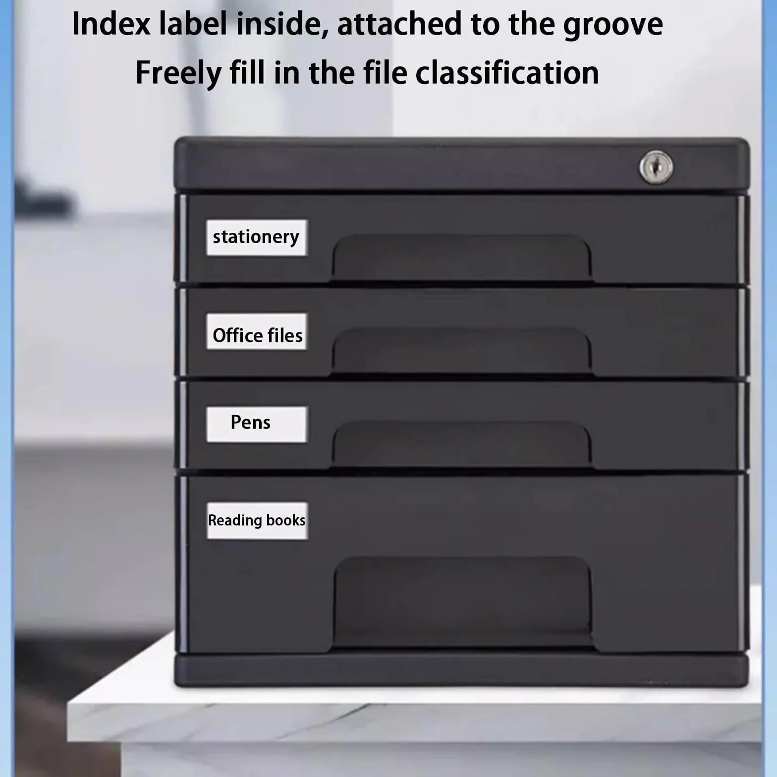 Archivador de 4 capas con cerradura, almacenamiento multifuncional para documentos A4, clasificación, suministros de oficina, ideal para el hogar y el espacio de trabajo (gris)