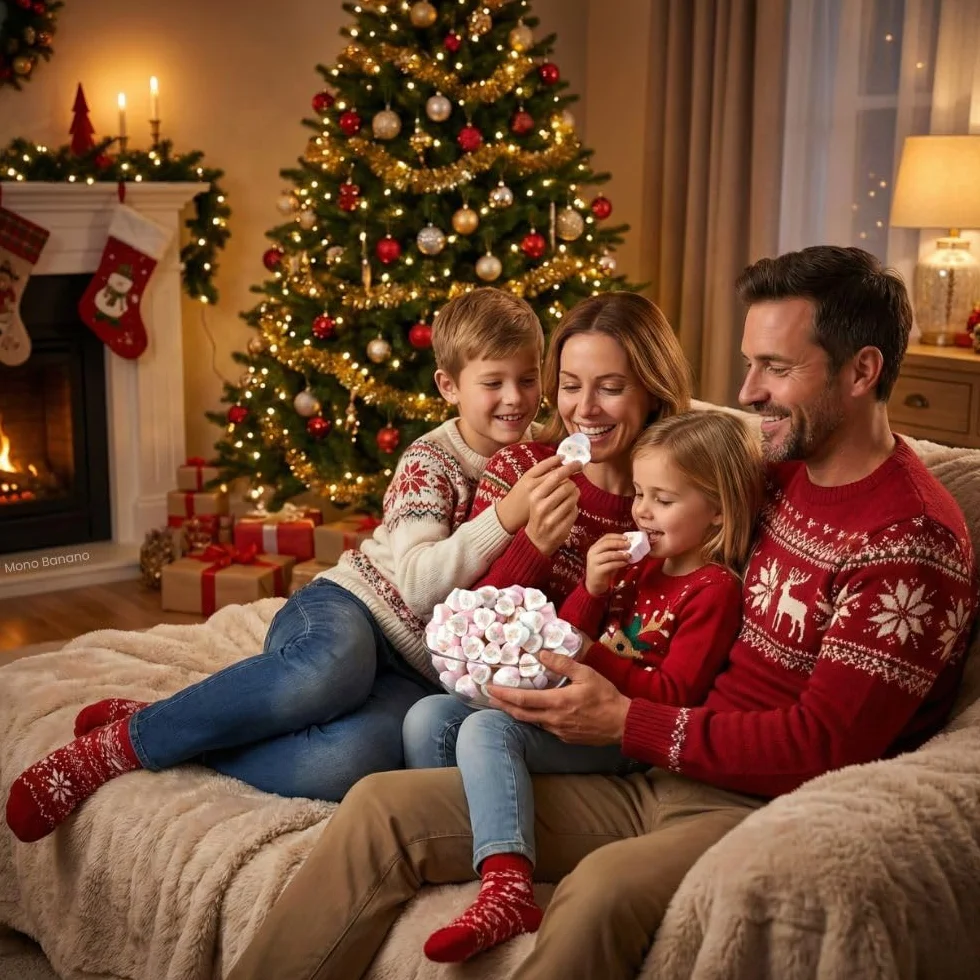 Papá Noel Marshmallow Sin Gluten Sin Grasa 1 Kg 147 Unidades Dulces Esponjosos Navideños