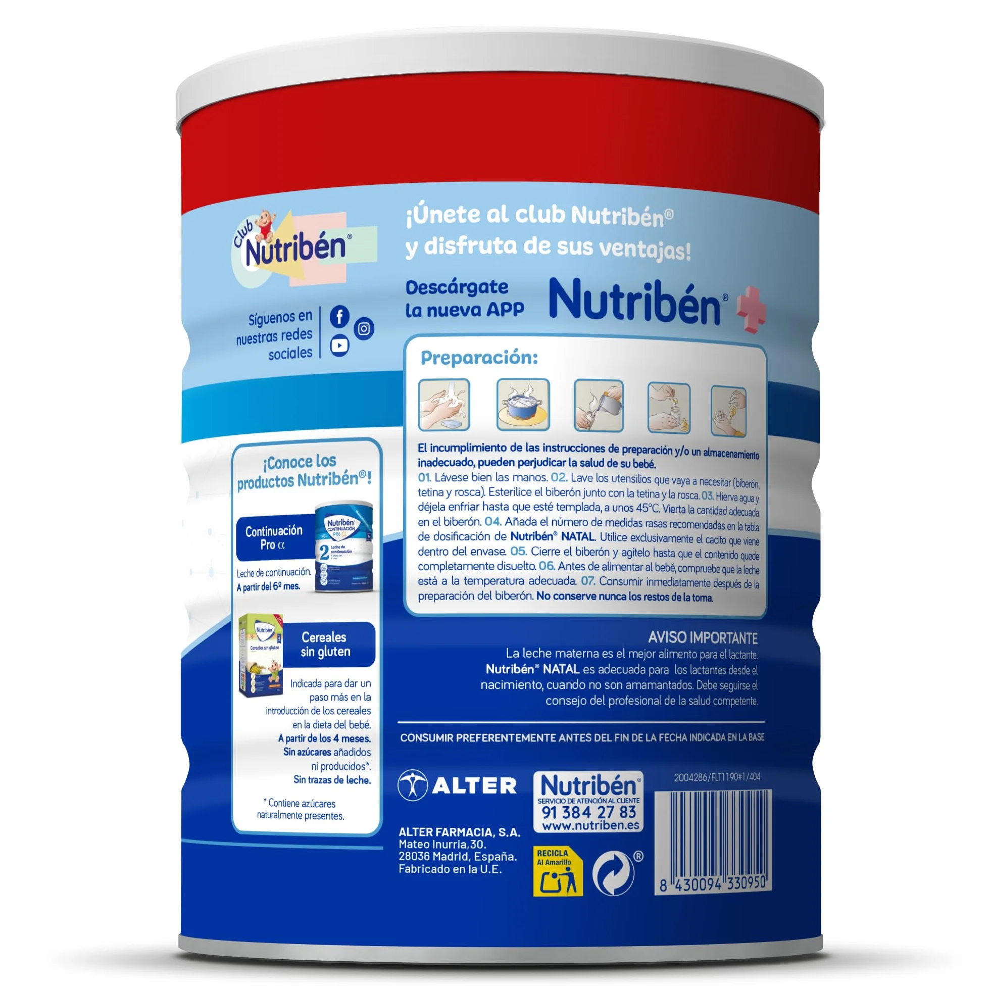 Nutribén Natal Pro Alfa 1 Leche en Polvo Bebé 1 Gran Formato 1KG