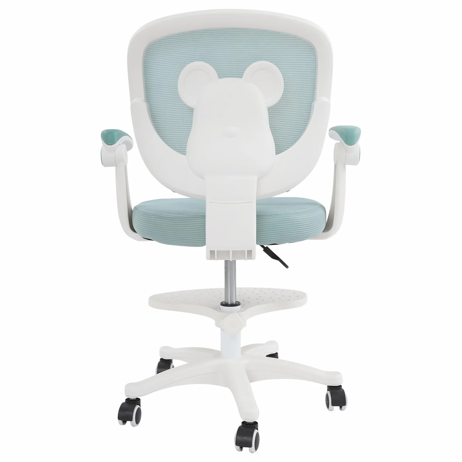 Silla de escritorio infantil, altura del asiento de 36 – 46 cm, altura regulable, silla de oficina con reposabrazos ajustables a 90°, silla de ordenador con ruedas, silla ligera, tela de malla