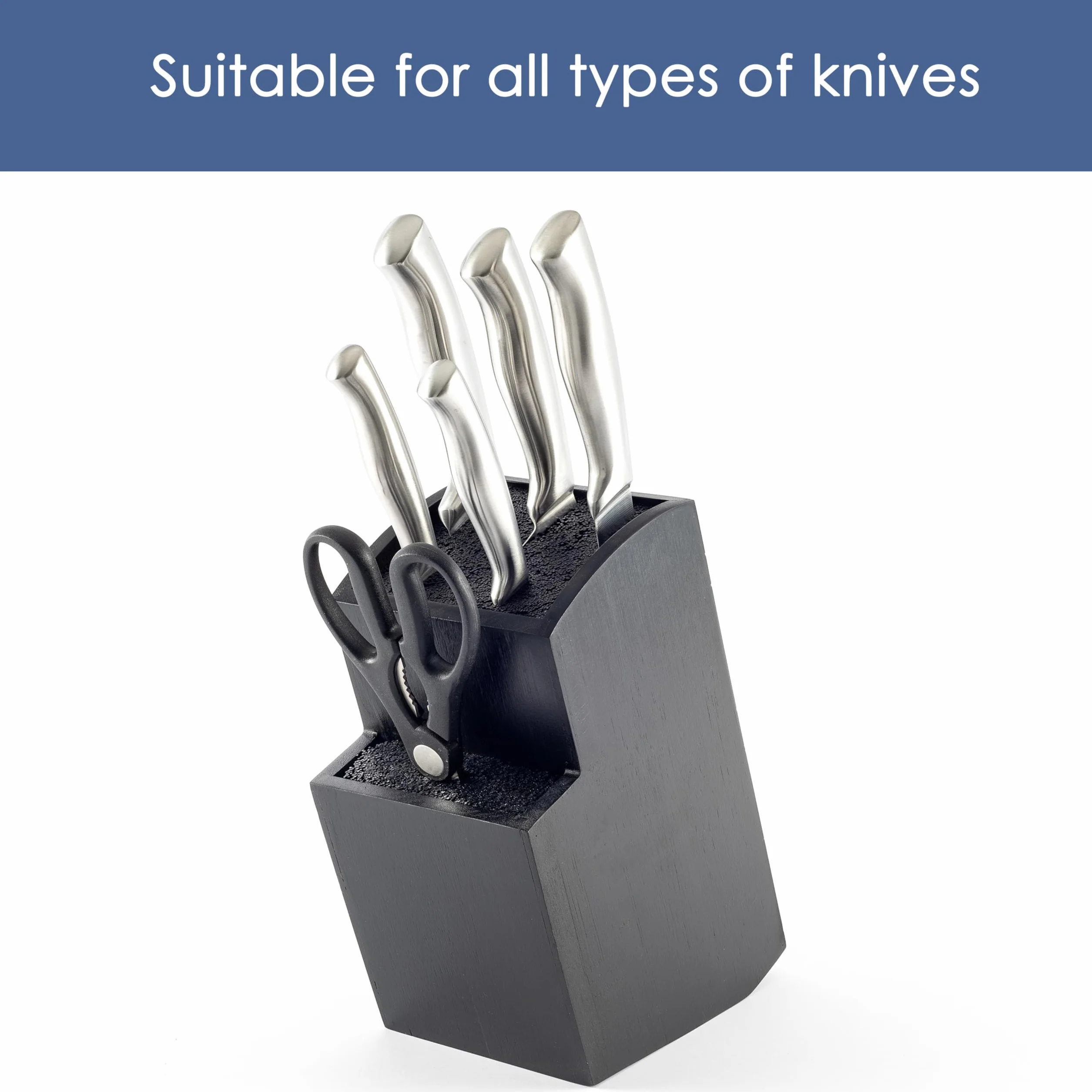 Hanseküche Bloque para cuchillos sin cuchillo, de madera (bambú negro, cuadrado oblicuo)