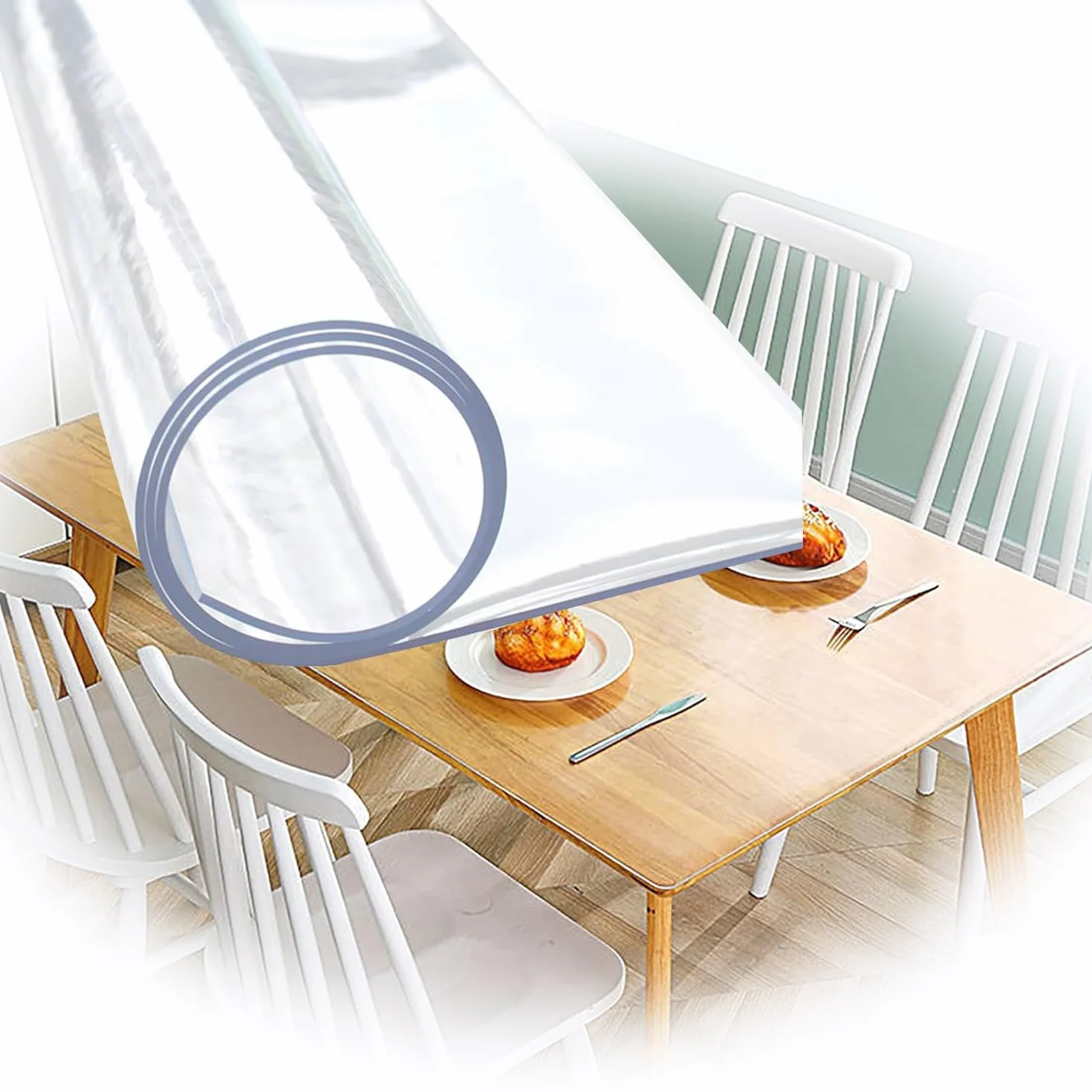 Mantel Mesa Antimanchas, Mantel PVC Impermeable, Protector Mesa Escritorio Transparente 1.5mm Grosor 40-140x60x200cm Protector Mesa para Oficina y Hogar (Size : 90x120cm)