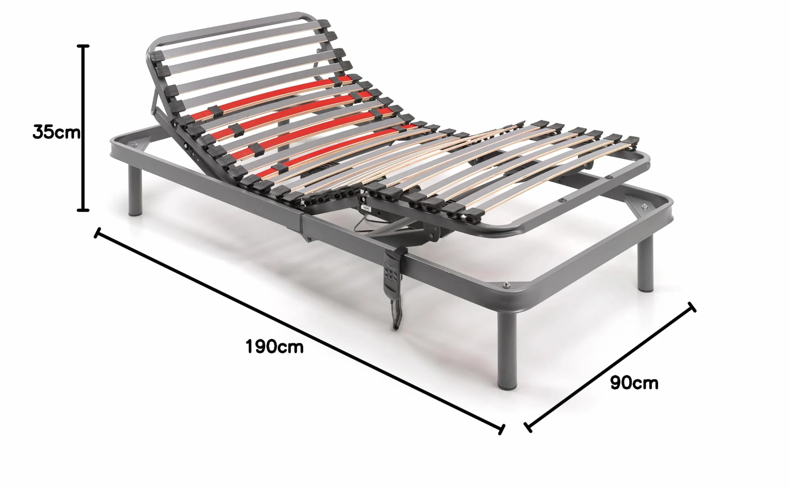 Cama Eléctrica Articulada 5 Planos 90x190 cm con Colchón Visco-Ergonomic | Somier Metálico Reforzado con Regulación Lumbar | Incluye Arquillos Laterales Sujeta Colchón