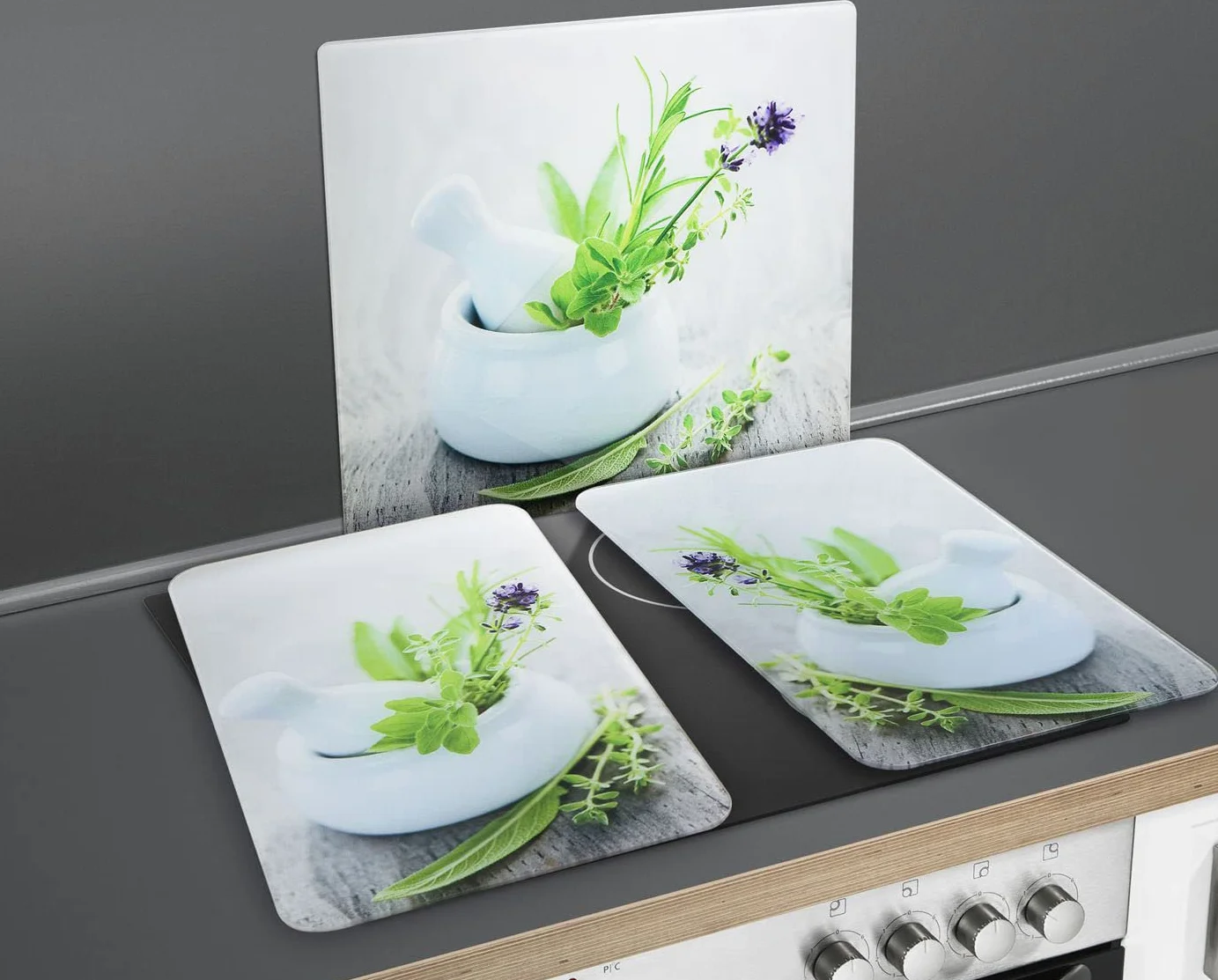 WENKO Placas protectoras cocina Mod Jardín de hierbas ajustable altura vidrio 30x52 cm juego 2