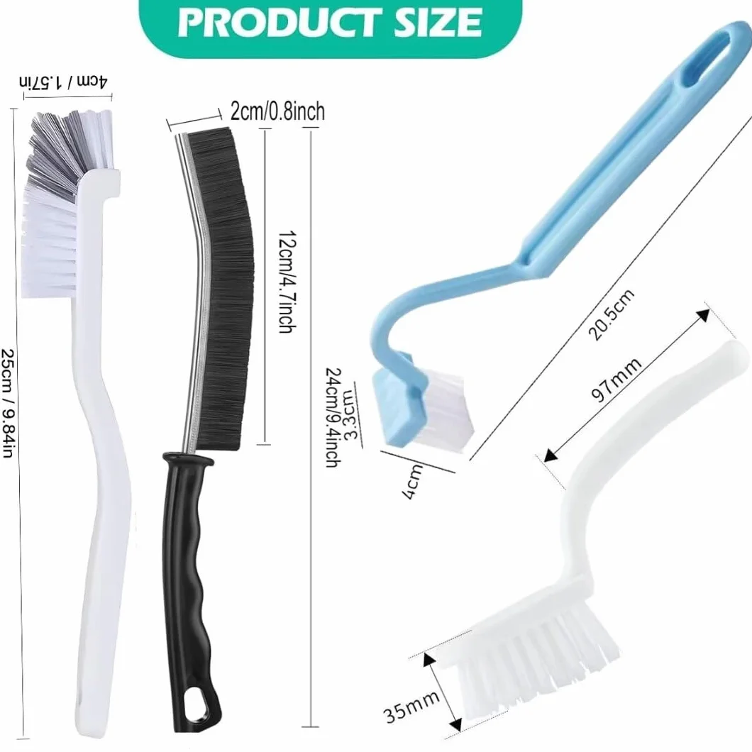 Set de cepillos para juntas, cepillo de cerdas duras para limpieza de esquinas, cepillo angular para limpieza del borde del inodoro, cepillo de limpieza en profundidad para baño/hogar/baño