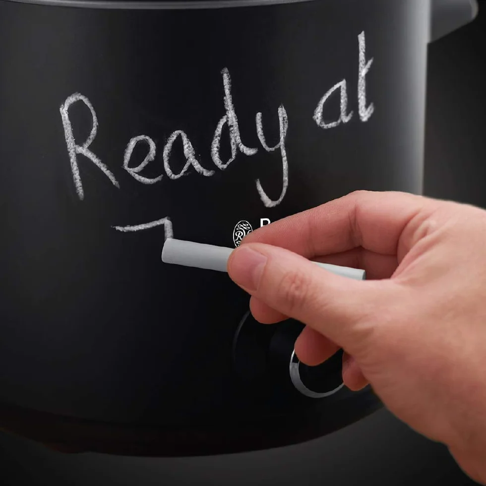 Russell Hobbs Olla de Cocción Lenta Chalkboard - Capacidad 3,5 L, 4 Raciones, 3 Temperaturas, Cazuela de Cerámica, Fácil Limpieza, Tapa Cristal, Cuerpo con Revestimiento de Pizarra, Negro - 24180-56
